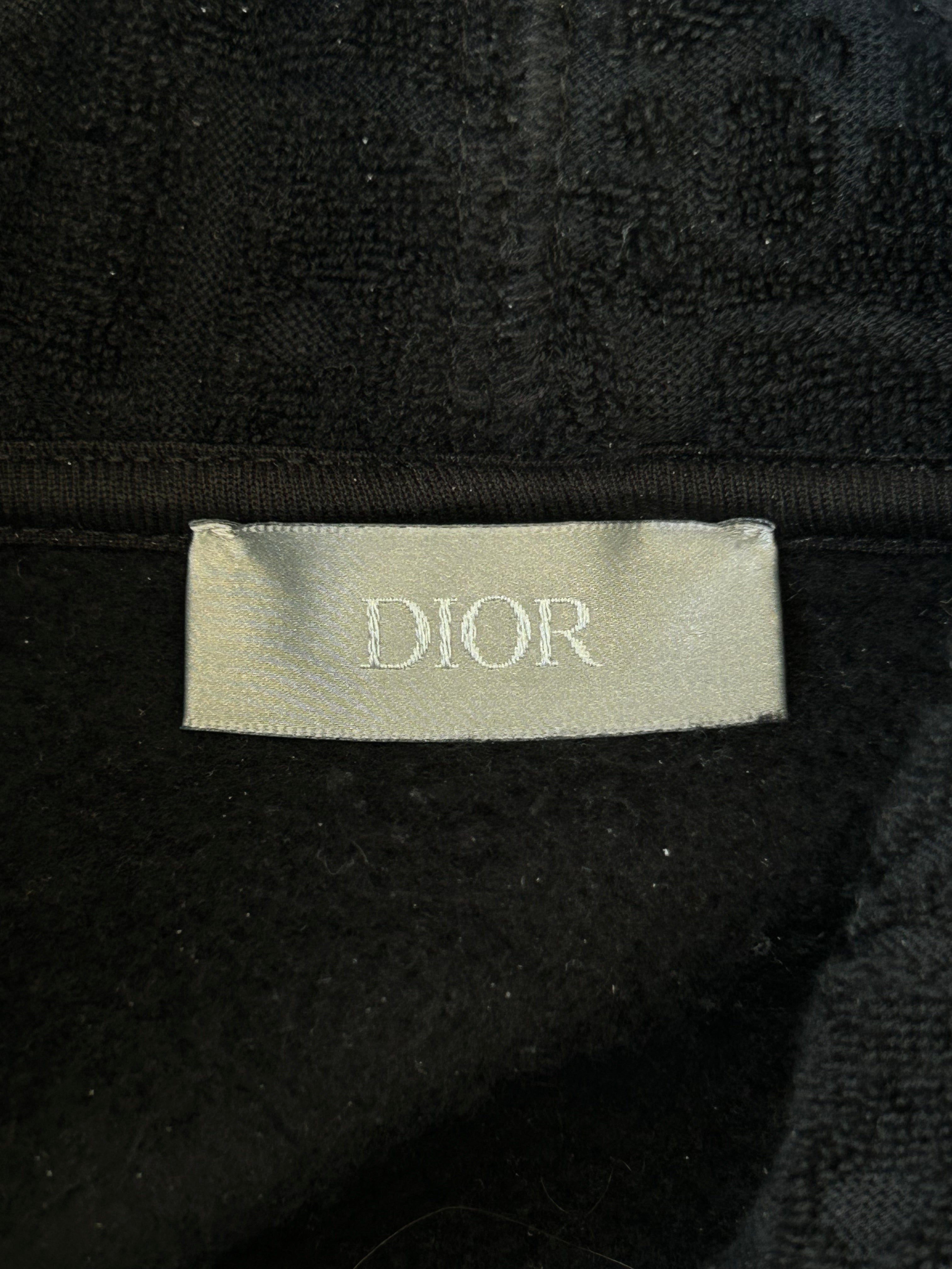 Dior Black Oblique Logo Hooded Towel Hoodie - Soft & Luxurious for Gym, Spa, and Beach Cover-Up