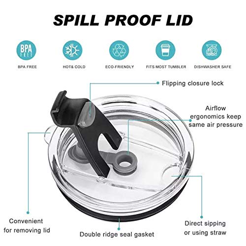 20 oz & 30 oz Tumbler Replacement Lid - Splash Resistant, Leak Proof, Straw Compatible (30oz Double Hole White+Black) - Perfect for Travel, Gym & Office Use