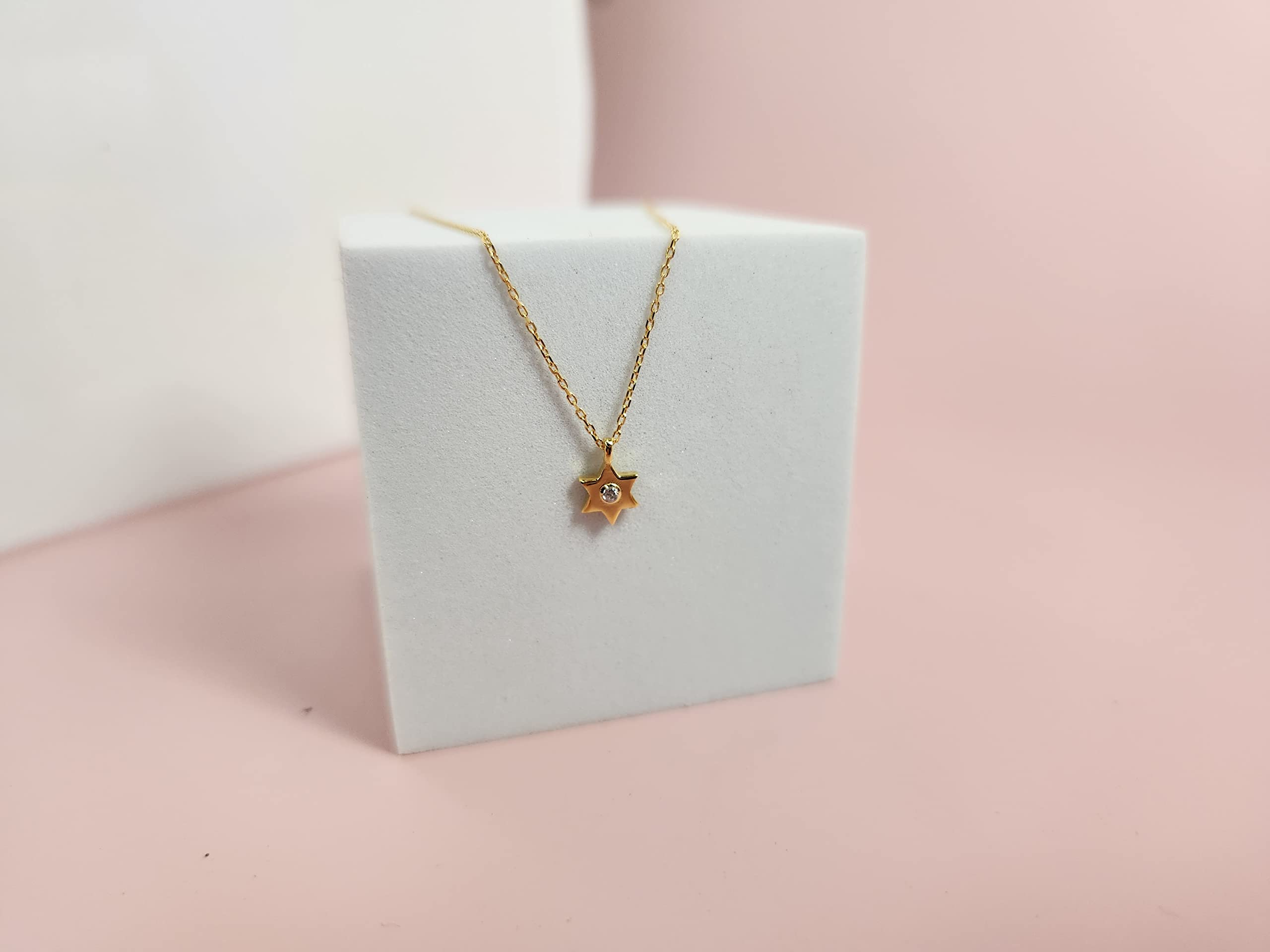 Sterling Silver Jewish Star of David Necklace for Women - Alef Bet by Paula - Elegant Tiny Pendant on Chain - Perfect for Hanukkah, Bat Mitzvah & Everyday Wear