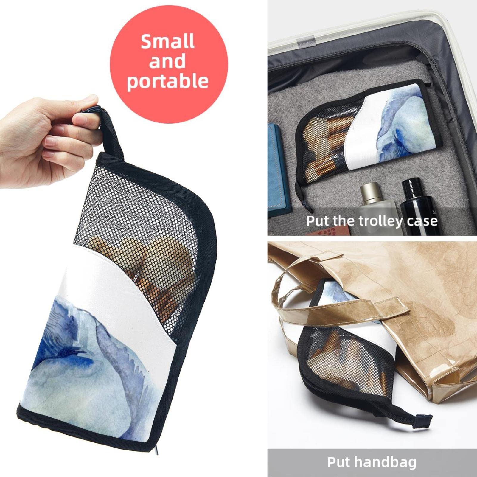 Portable Makeup Brush Organizer Bag with 12 Brushes - Elephant Love Design for Mom - Travel-Friendly Cosmetic Brush Holder Set - Perfect for Home, Travel & Professional Makeup Artists