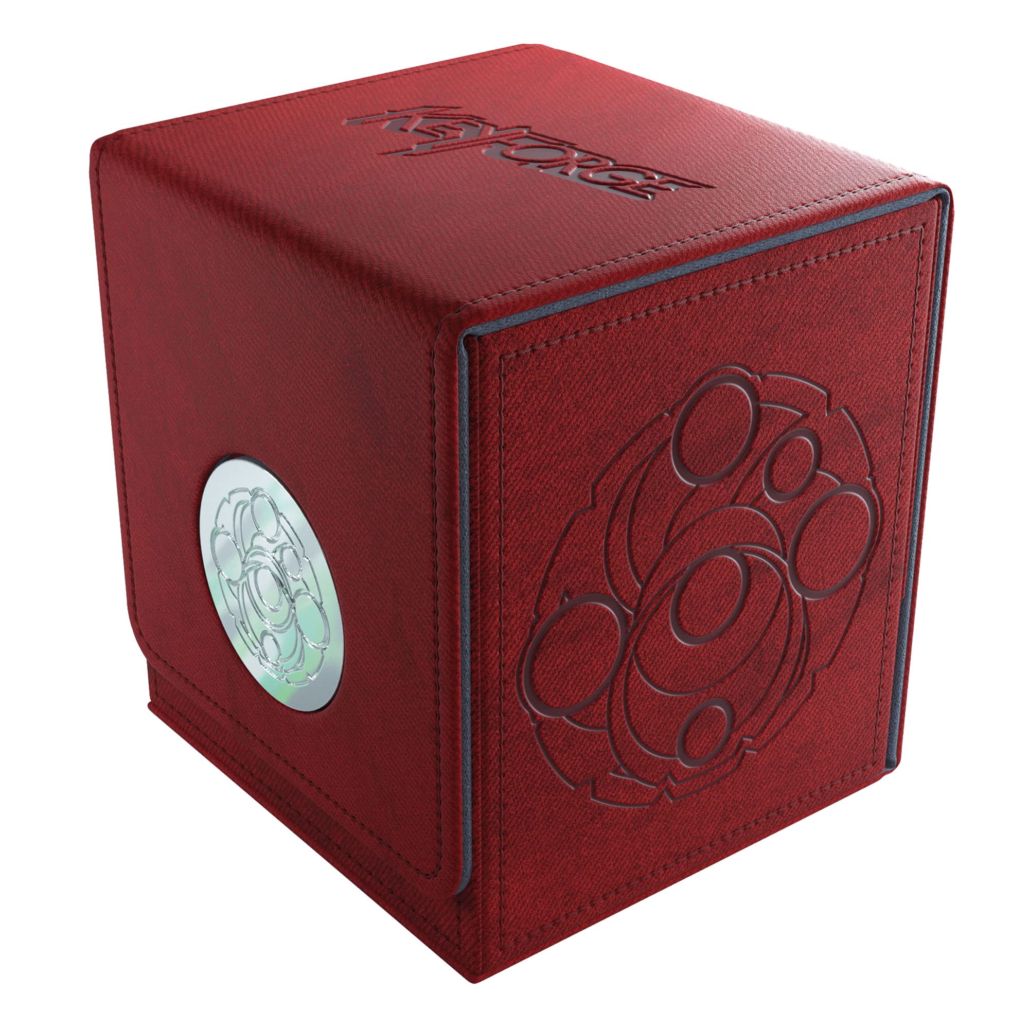 KeyForge Vault Deck Box - Premium Red Card Storage Case for Trading Card Games | Perfect for MTG, Yu-Gi-Oh!, and Pokemon TCG Collectors | Durable & Stylish Card Holder for Game Nights & Tournaments