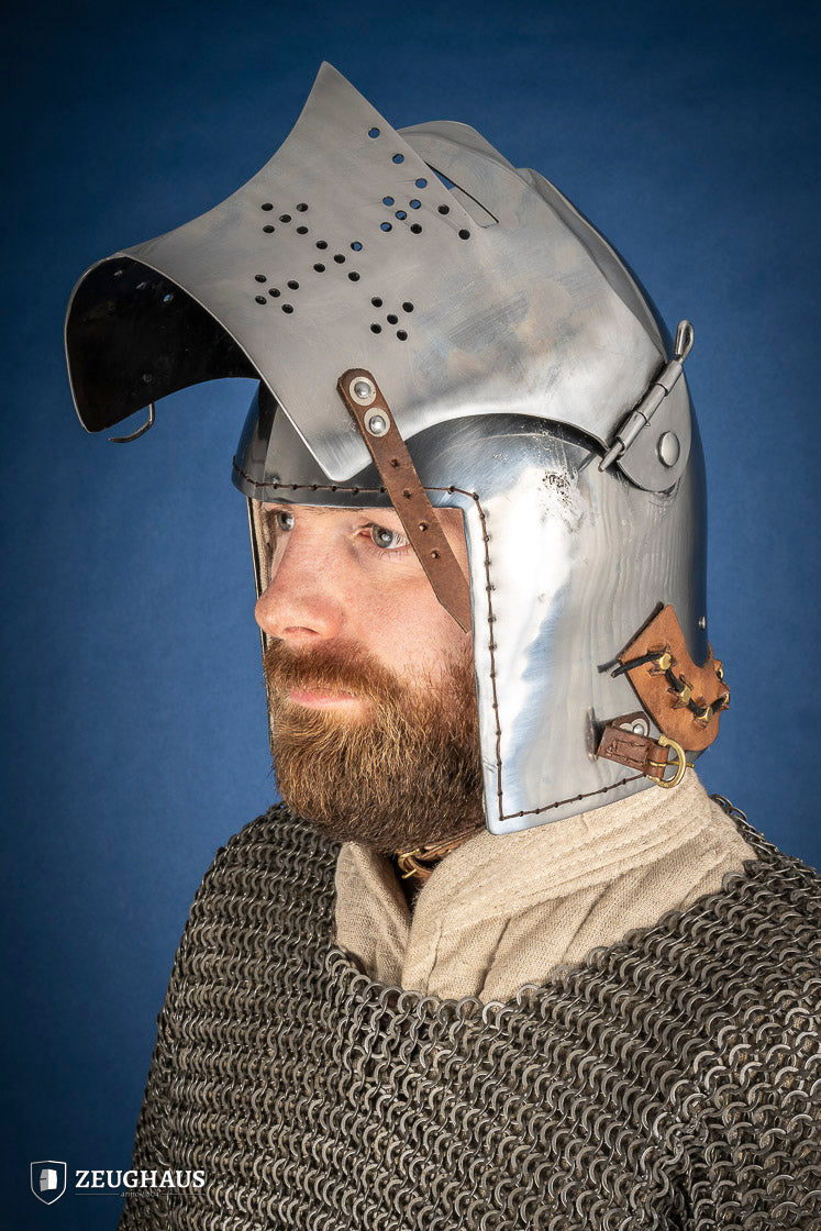 2mm Polished Bascinet Helmet - Medieval Knight Armor Replica for LARP, Cosplay & Historical Reenactment