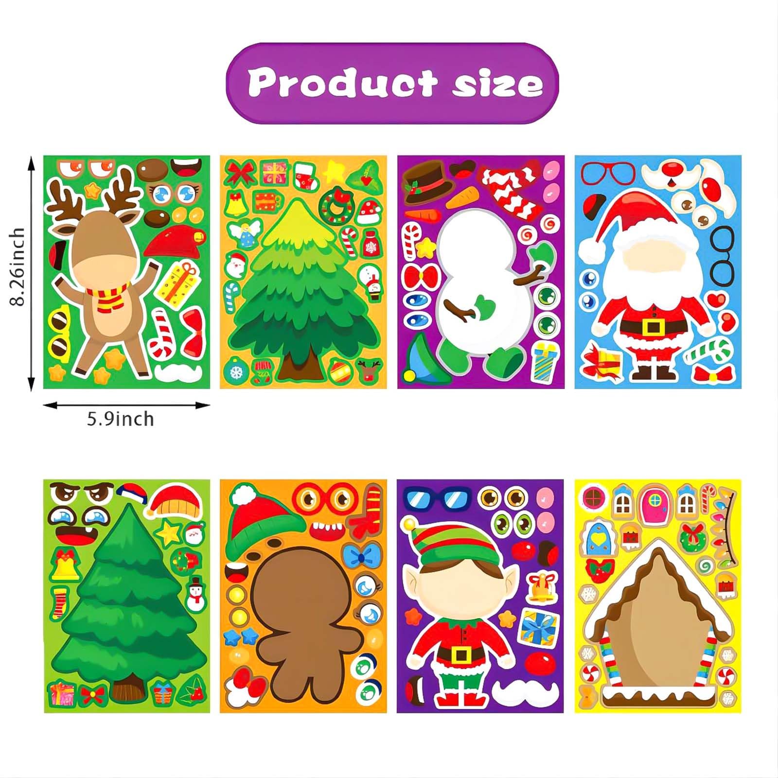 DIY Christmas Stickers for Kids - 24 Sheets Holiday Sticker Craft Kit | Bulk Christmas Party Favors, Classroom Activities & Holiday Decorations | Perfect for Christmas Crafts, School Projects & Gift Wrapping