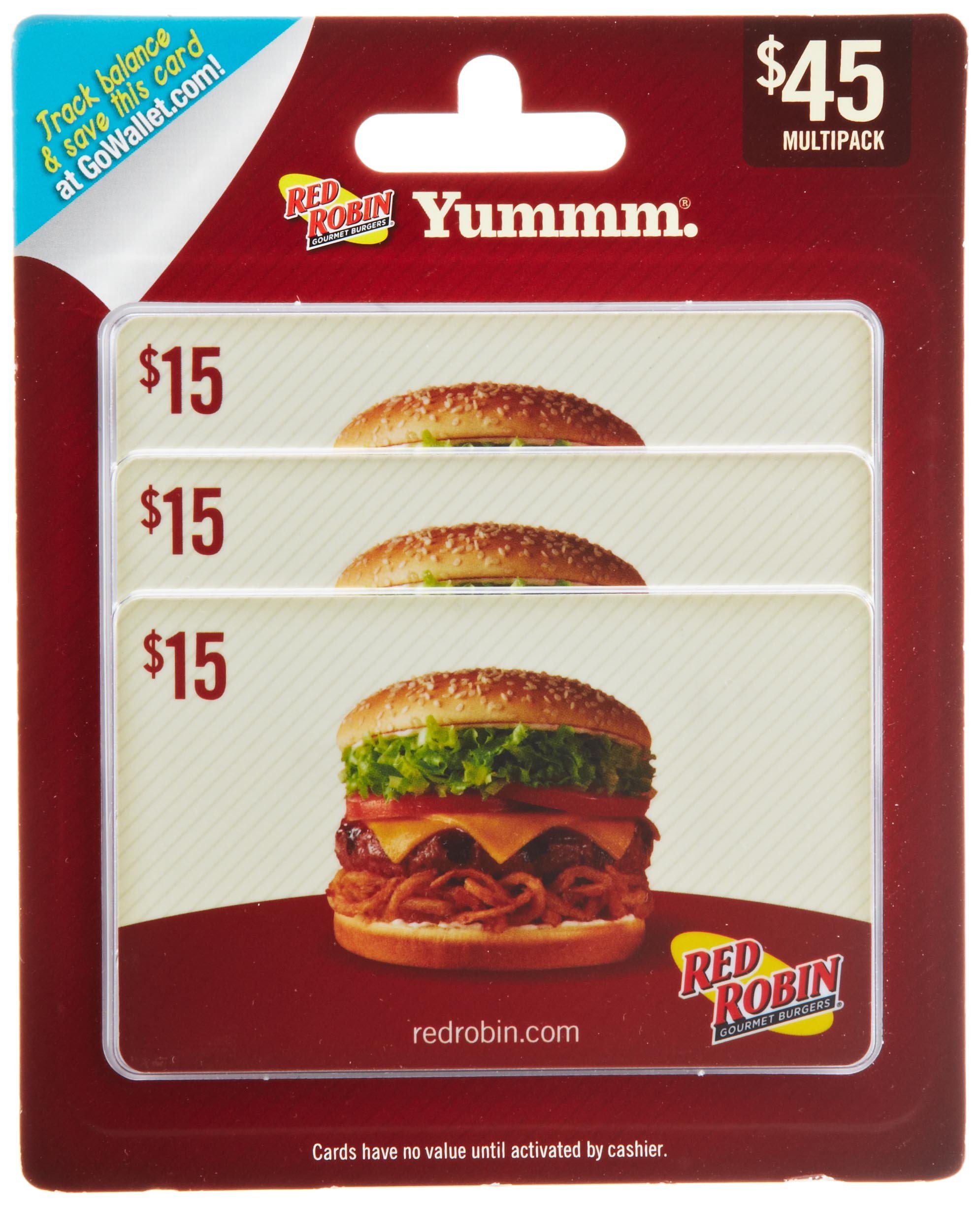 Red Robin Gift Cards - Multipack of 3 | Perfect for Birthday Gifts, Holidays & Dining Rewards | American Restaurant Gift Cards