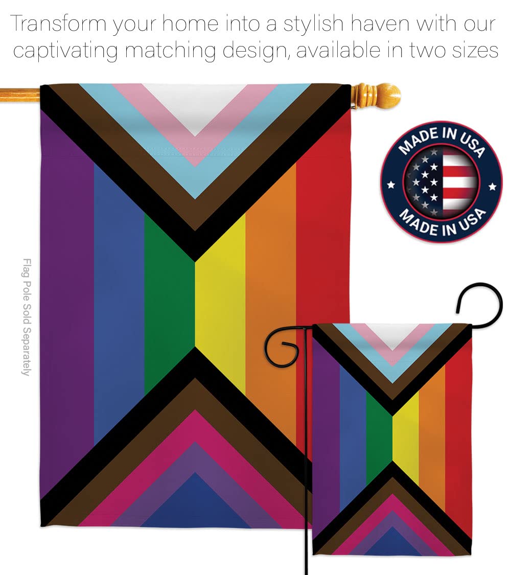 Americana Home & Garden Progress Bisexual Pride Flag - Double-Sided Rainbow LGBT House Banner for Yard, Garden & Wall Decor - Support Gay, Pansexual & Transgender Rights - Made in USA - Perfect for Pride Month, Parades & LGBTQ+ Ally Displays