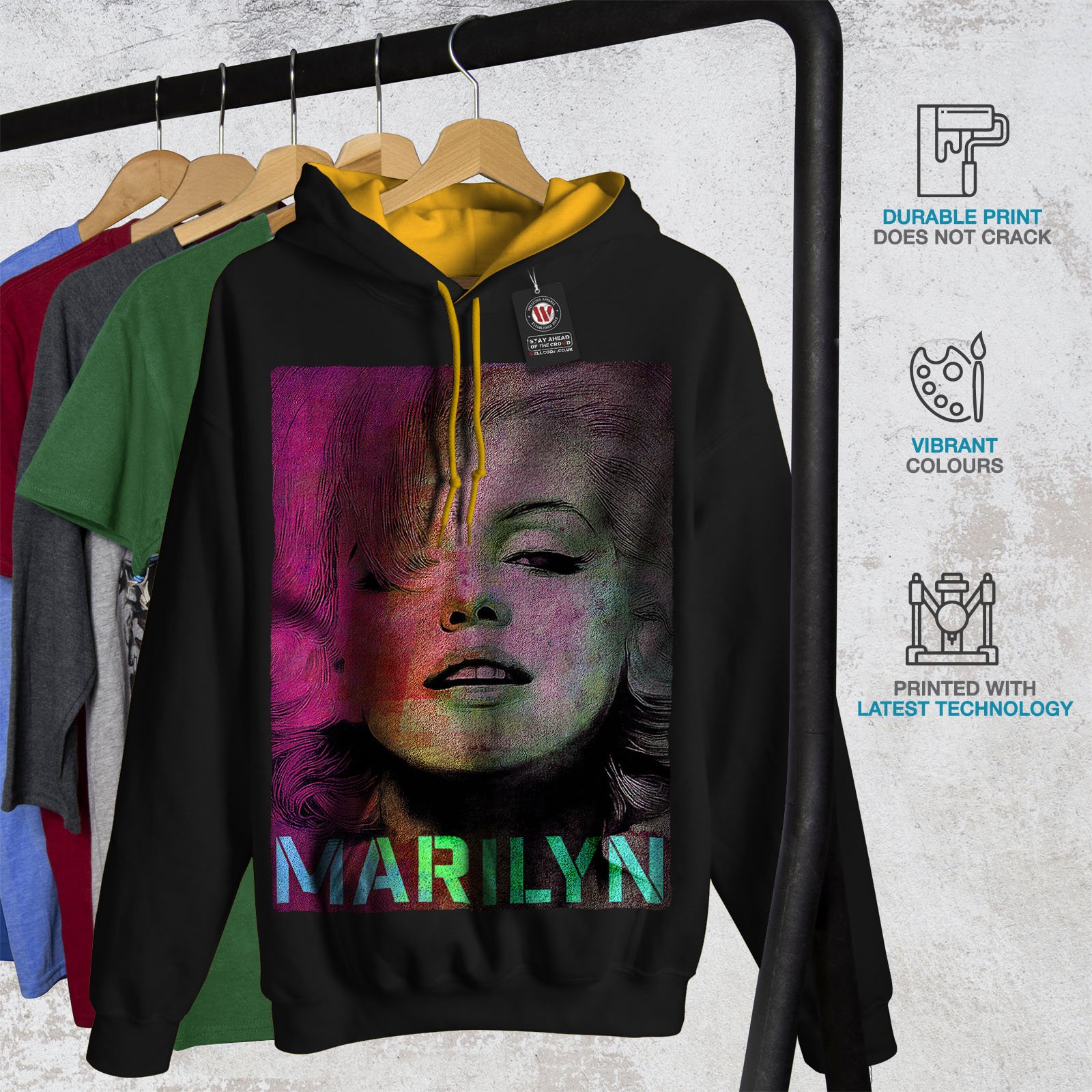 Wellcoda Marilyn Hot Men's & Women's Contrast Hoodie - Stylish Unisex Pullover with Hood for Casual Wear & Street Fashion