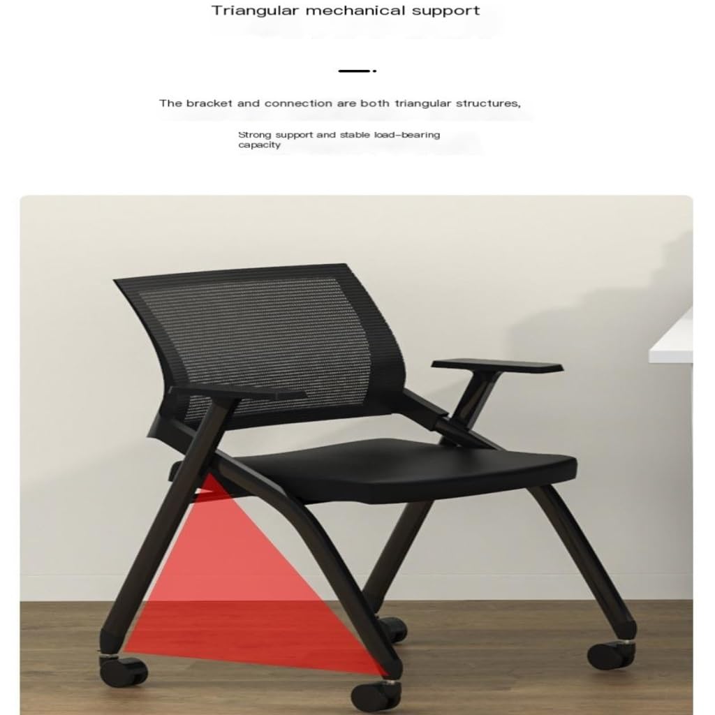 Ergonomic Folding Office Chair with Wheels - Adjustable Computer Chair for Home Office, Conference Room & Gaming - Black Rolling Swivel Seat (Size B) - Perfect for Work, Study & Long Hours Sitting