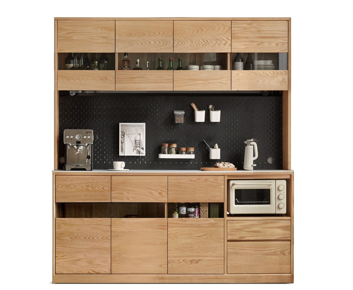 Modern Oak Solid Wood Sideboard Buffet Cabinet - Stylish Storage for Dining Room, Living Room & Entryway