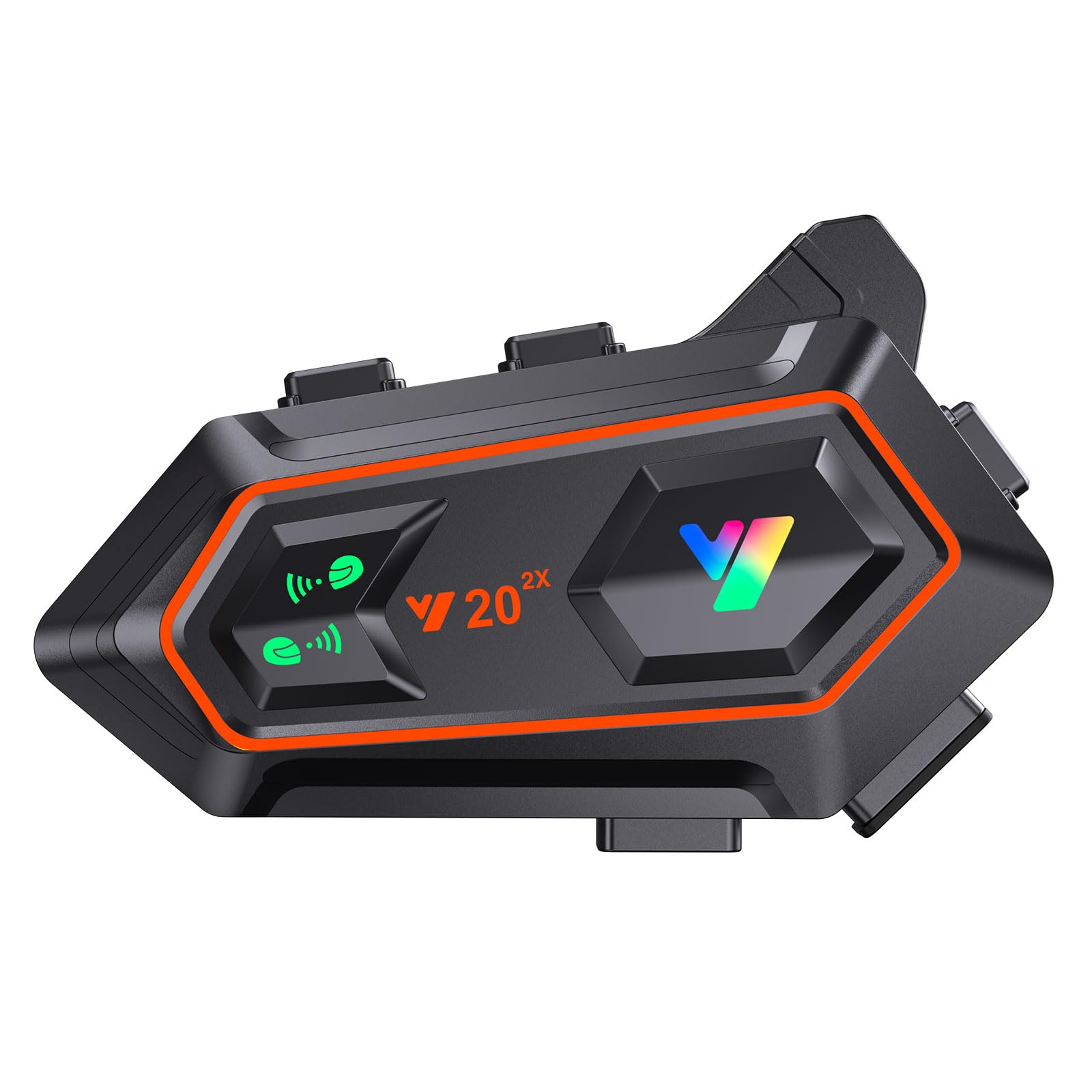 Y20-2X Motorcycle Bluetooth Headset with RGB LED Lights - Bluetooth 5.3 Helmet Headphones, Smart Noise Cancelling, HiFi Sound Quality, IPX6 Waterproof - Compatible with All Helmets for Safe Riding & Hands-Free Calls