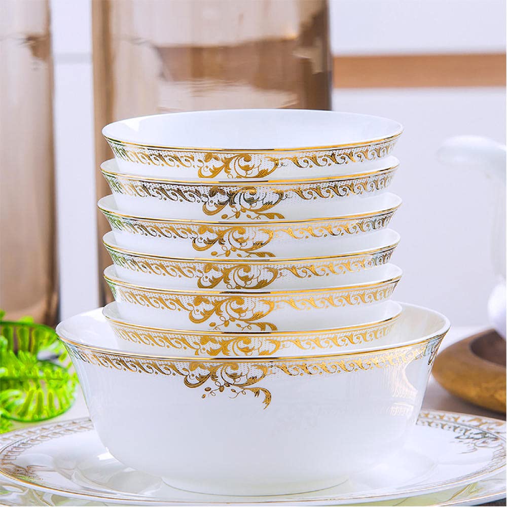 60-Piece Jingdezhen Porcelain Dinnerware Set - Elegant Ceramic Plates, Bowls & Dishes for Dining, Salad, Kitchen & Tableware | Perfect for Restaurants, Home Use & Gifts