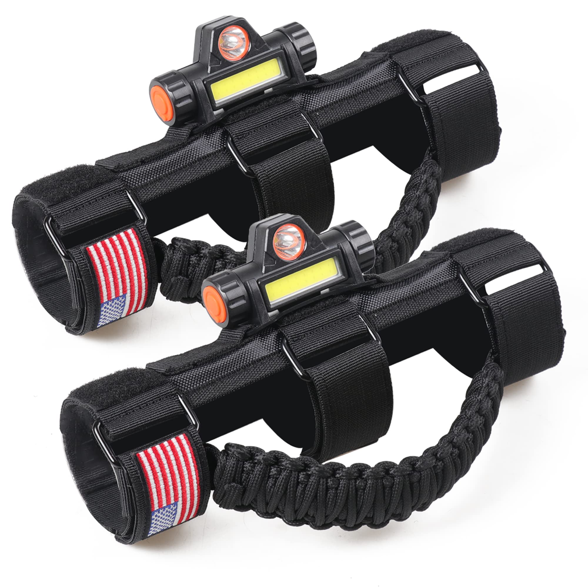 Jeep Wrangler Roll Bar Grab Handles with Dome Light | Compatible with 1945-2025 CJ YJ TJ JK JL & Gladiator JT | Fits 2.0