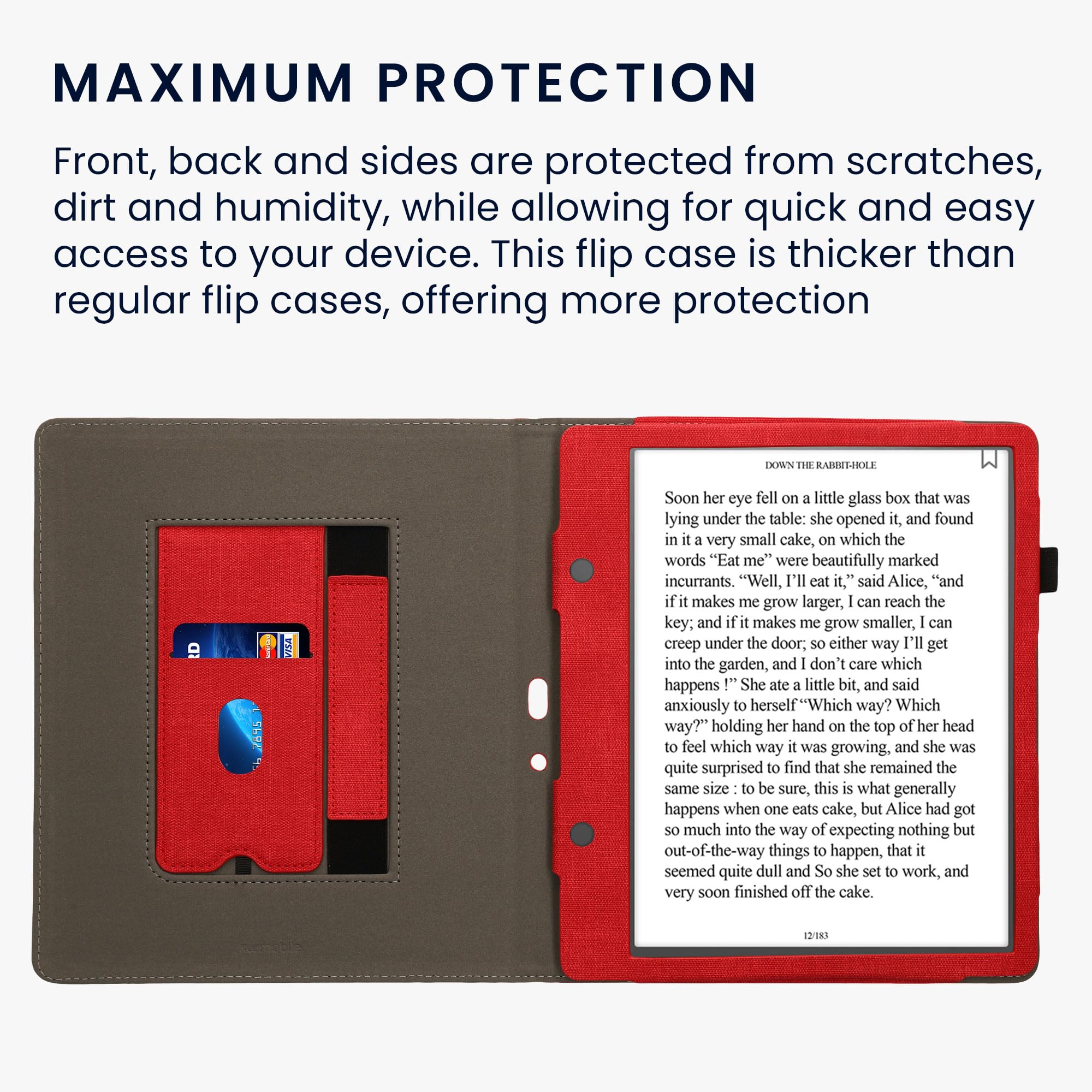 kwmobile Faux Leather Case for Amazon Kindle Scribe (2022/2024) - Premium Stand Cover with Suede Interior in Red/Dark Grey - Perfect for Reading, Travel & Work Protection