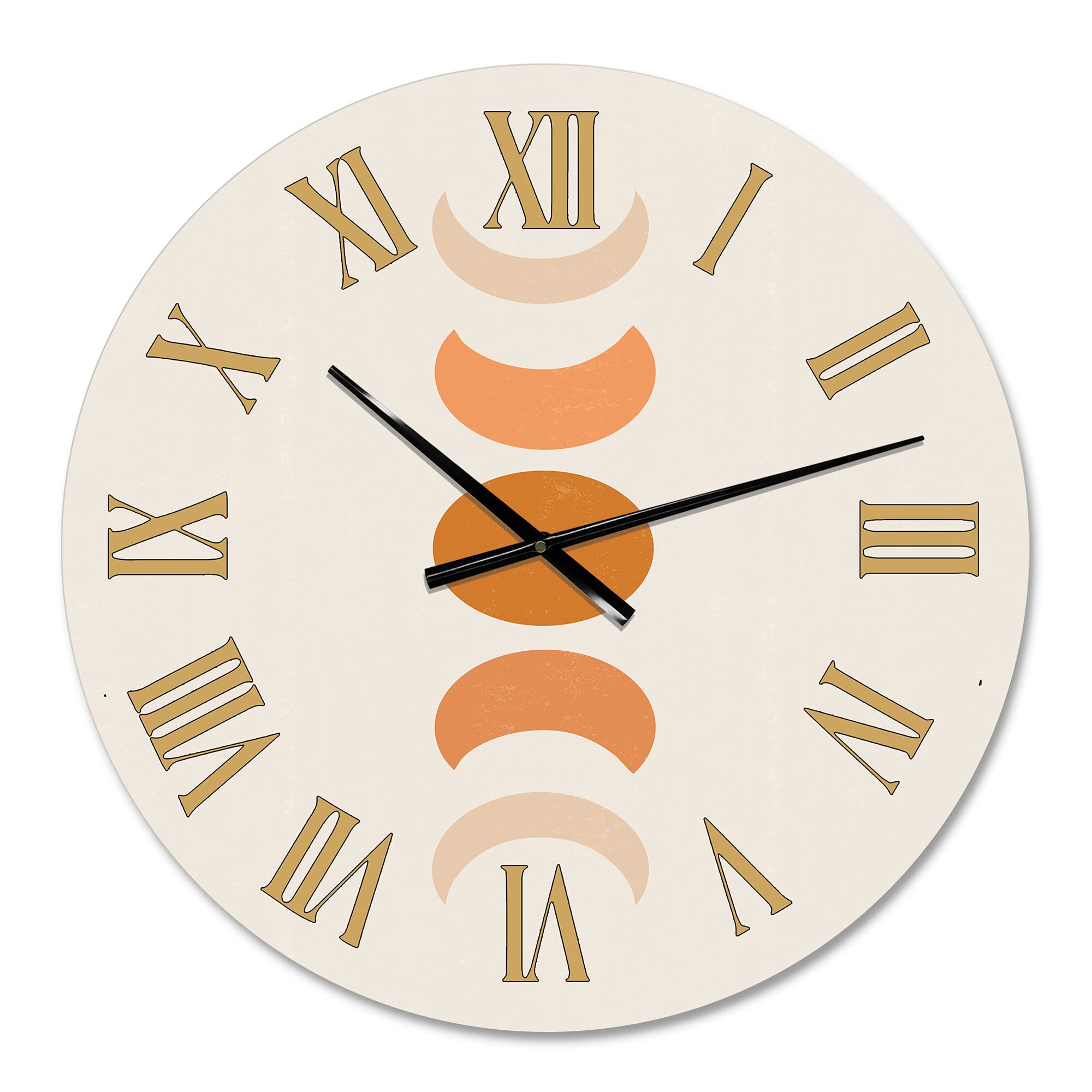 Minimalist Moon Phases Wall Clock - Modern Abstract Fractal Design Large Silent Non-Ticking Clock for Bedroom, Living Room & Office Decor | Perfect for Home, Apartment & Workspace