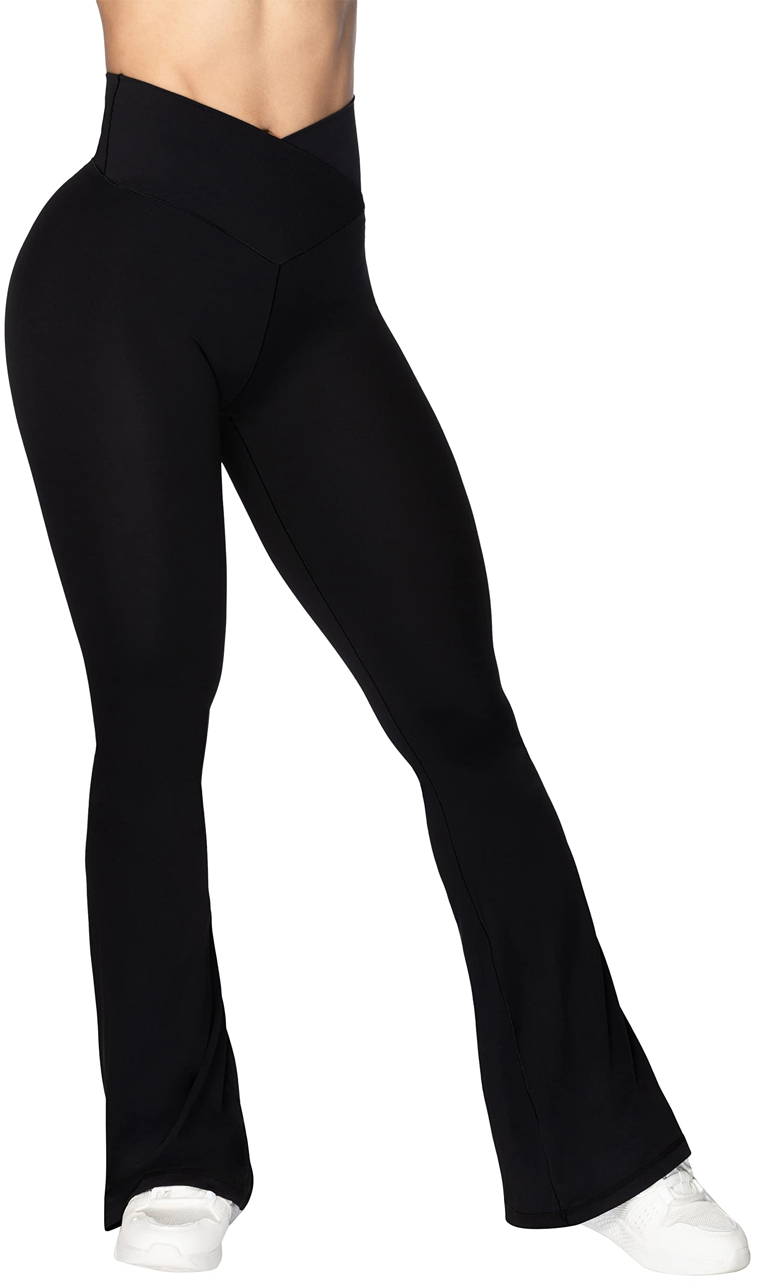 Sunzel Flare Leggings for Women - High Waisted Yoga Pants with Tummy Control, Wide Leg Crossover Design - Perfect for Yoga, Pilates, Workout and Casual Wear
