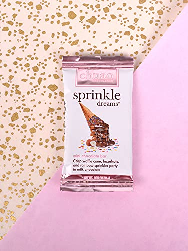 Chuao Chocolatier Sprinkle Dreams Milk Chocolate Mini Bars - Gourmet Preservative-Free Chocolate Snacks | 100-Pack for Gift Baskets, Birthdays, Thank You Gifts & Care Packages | Perfect for Parties, Office Treats & Holiday Celebrations