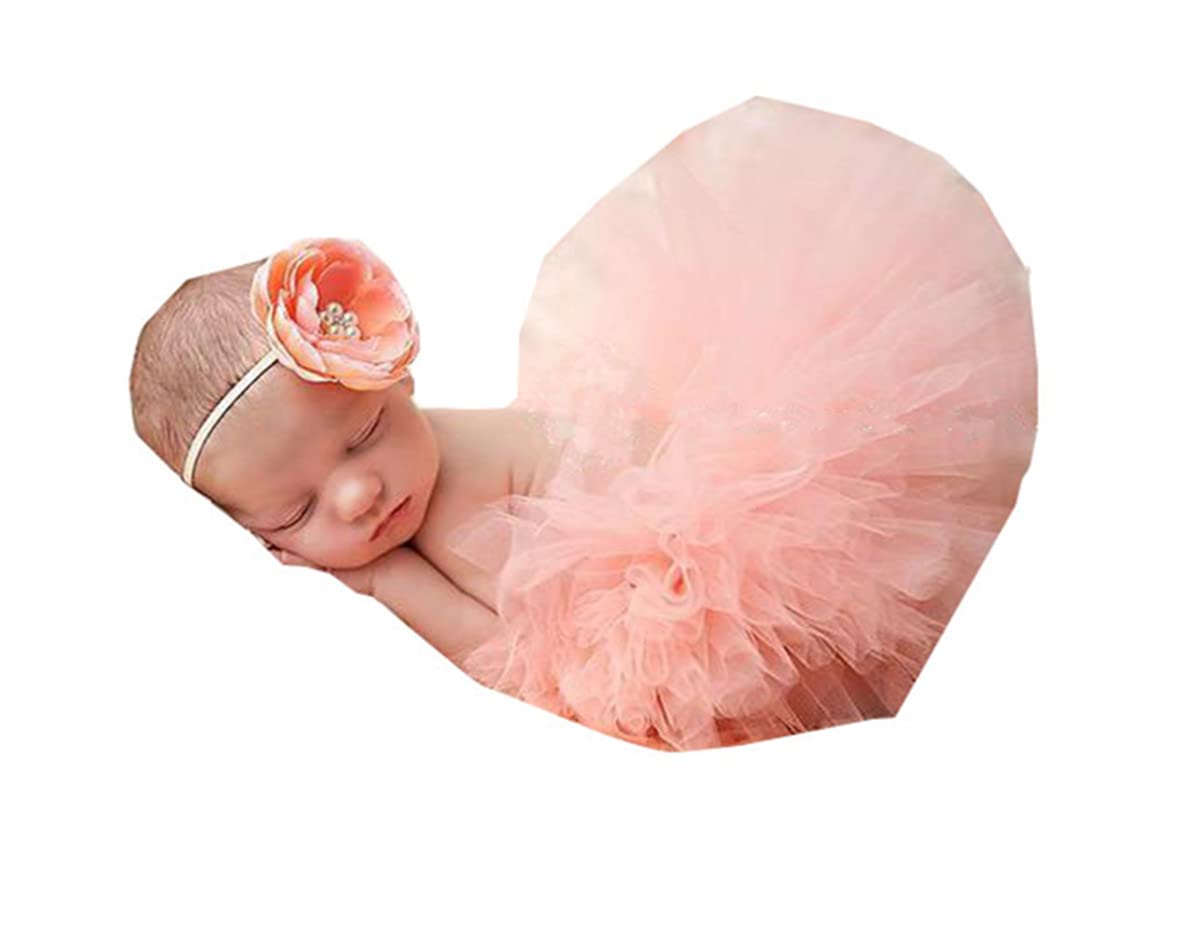 Newborn Baby Girl Photography Props - Floral Headband & Tutu Skirt Dress Set for Princess Photo Shoots | Perfect for 1st Birthday, Christening & Newborn Portraits