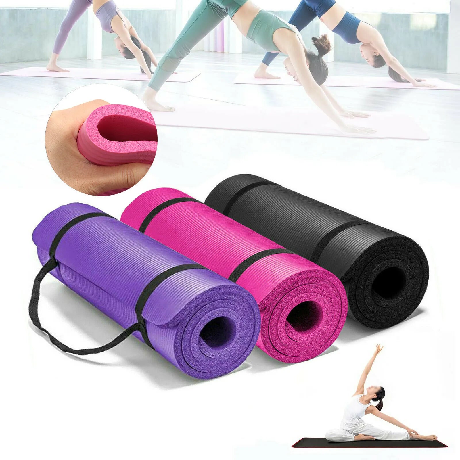 Extra Wide Non-Slip Yoga Mat for Home Workouts - Premium Exercise Mat for Pilates, Stretching & Floor Workouts - Ideal for Home Gym, Studio & Fitness Enthusiasts