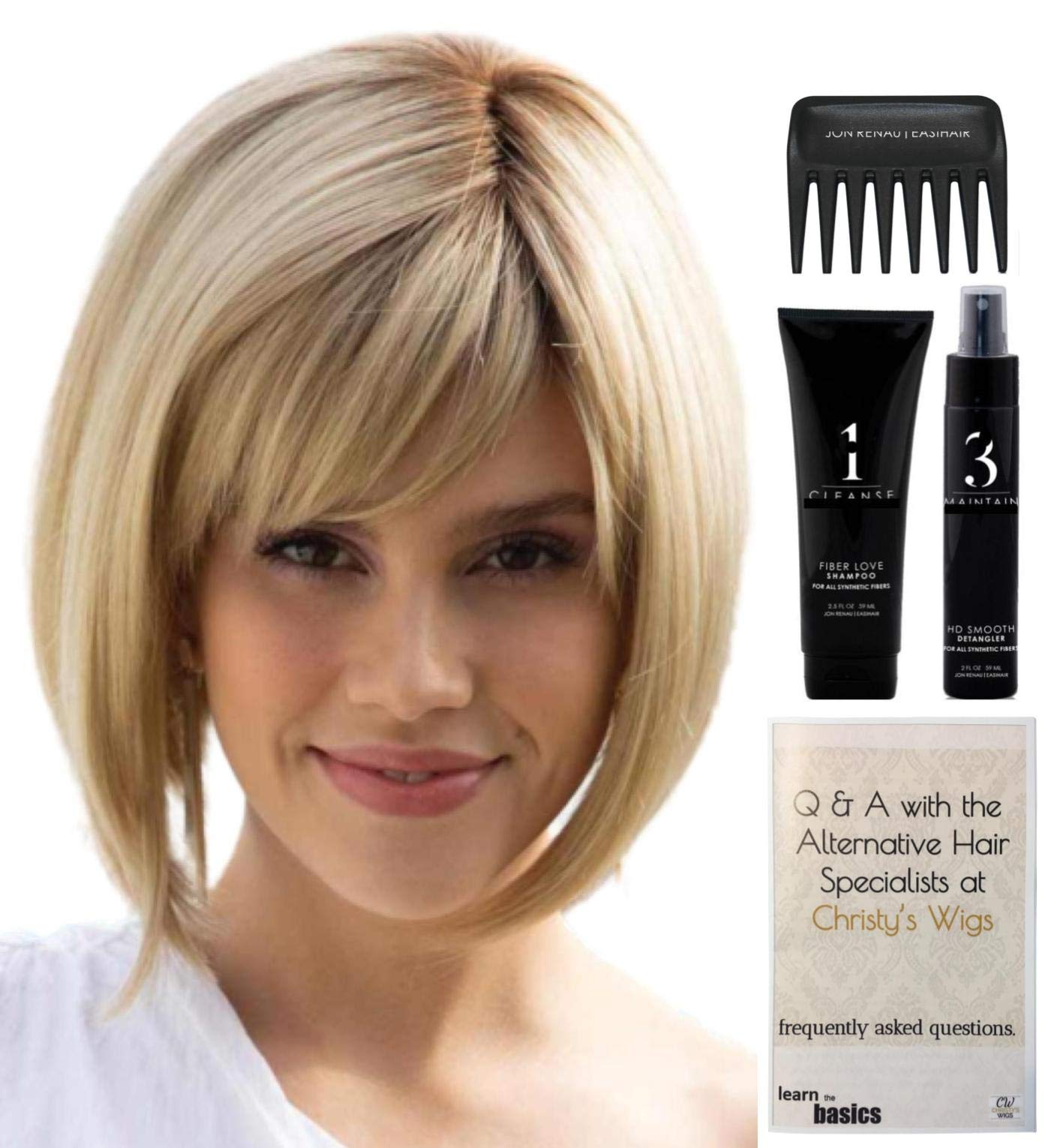 Scorpio PM Wig by Rene Paris - Honey Wheat | 5-Piece Bundle with Christy's Wigs Q&A Booklet, Travel Size Wig Shampoo & HD Comb | Perfect for Cosplay, Daily Wear & Travel
