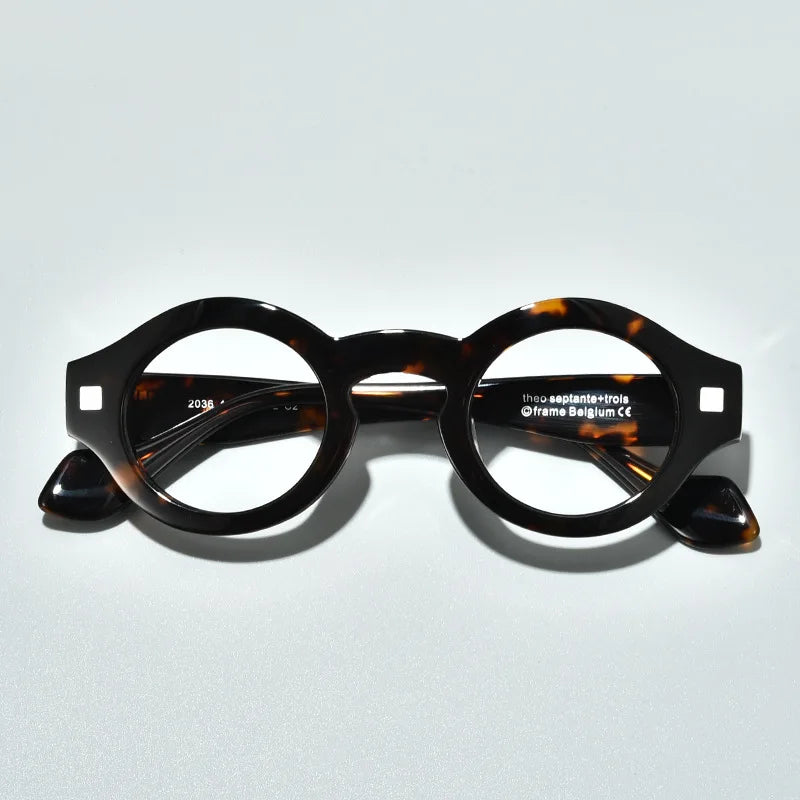 Stylish Unisex Black Acetate Round Eyeglasses L2036 - Perfect for Work, Reading & Fashion Accessories