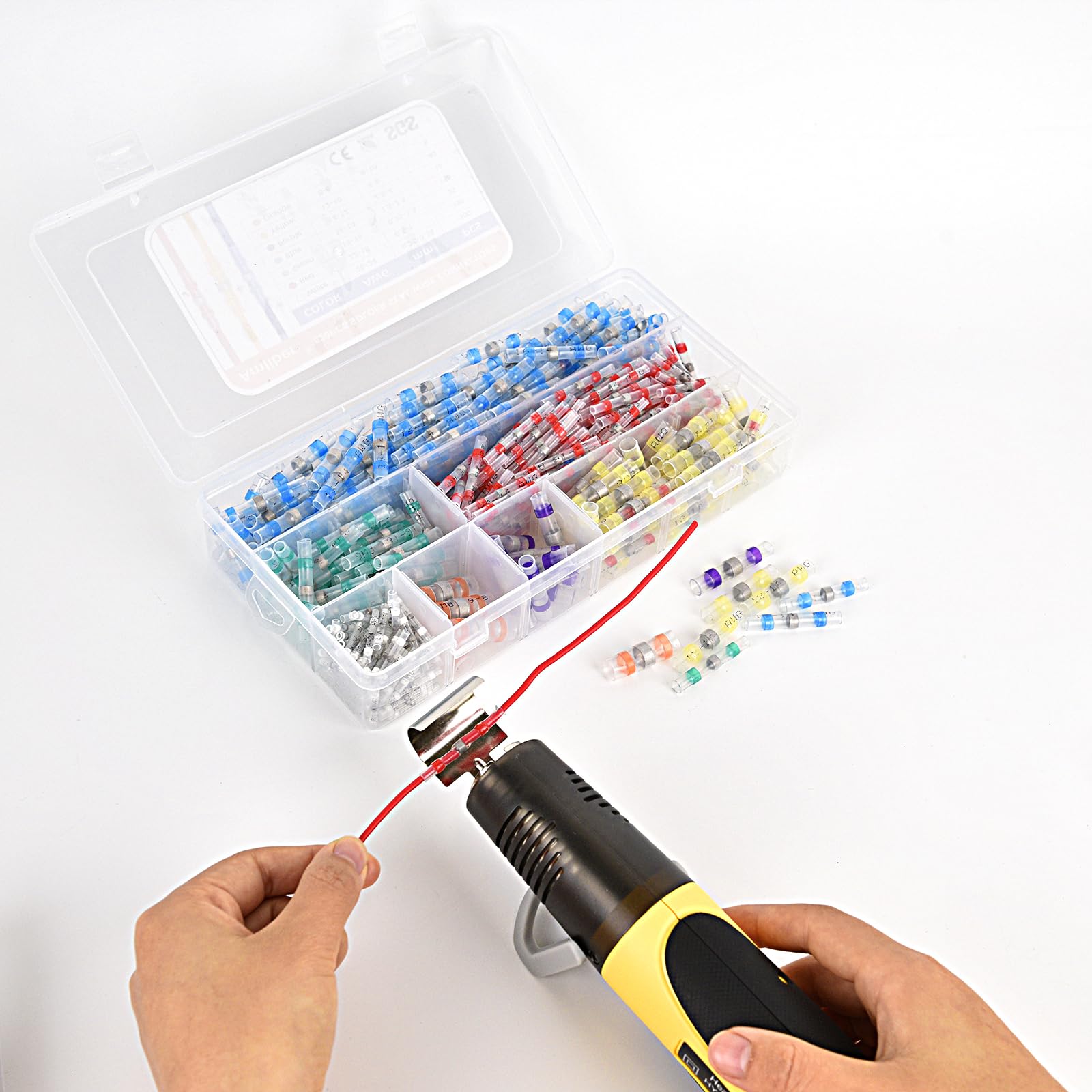 520PCS Solder Seal Wire Connectors Kit with 450W Heat Gun - Waterproof Marine Electrical Connectors for 26-6 Gauge Wires - Ideal for Boat Wiring, Automotive Repairs & Outdoor Electrical Projects