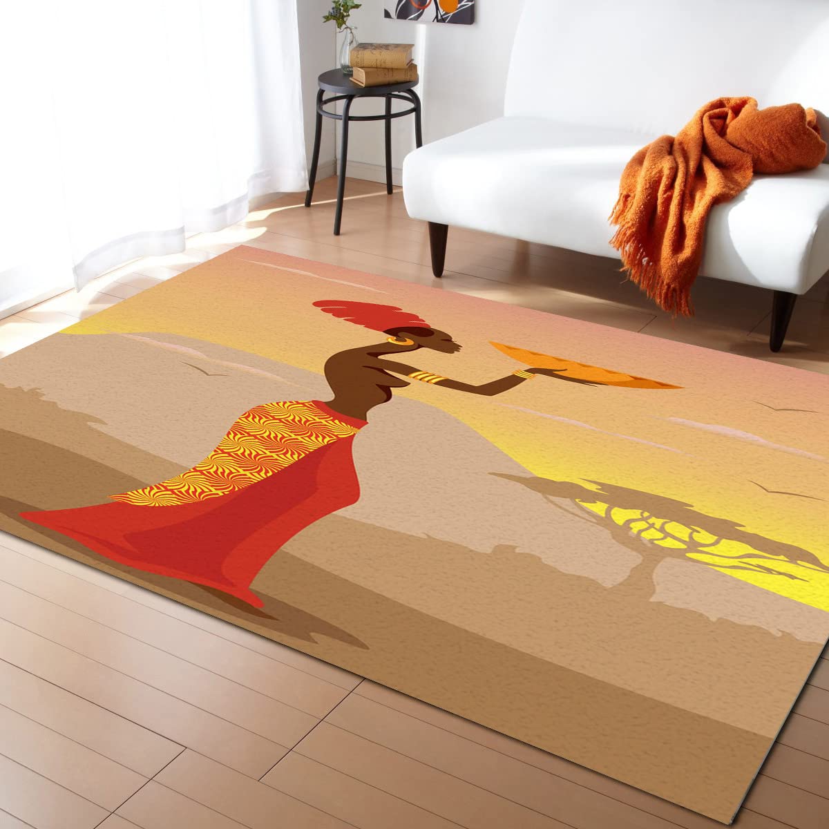 Modern Indoor Rectangle Area Rug - Soft Carpet Floor Mat with Lady Bird & Alpine Sunset Design, Non-Slip Kitchen Runner, Kids Play Mat & Accent Throw Rug for Living Room, Bedroom & Nursery Decor