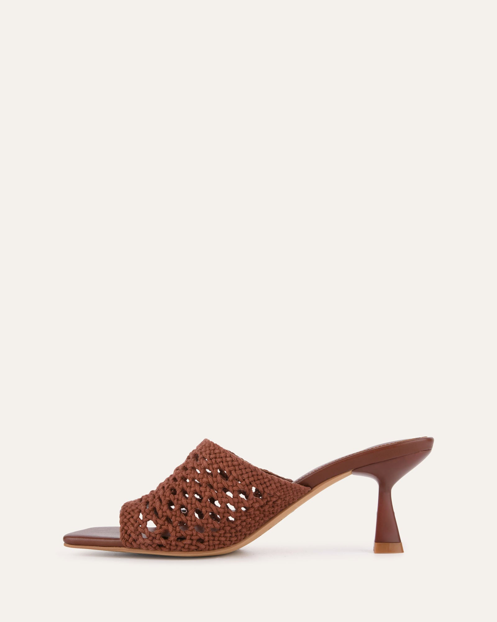 JORDYN Women's Mid Heel Sandals - Cognac Textile Strappy Summer Shoes for Weddings, Parties & Beach Vacations
