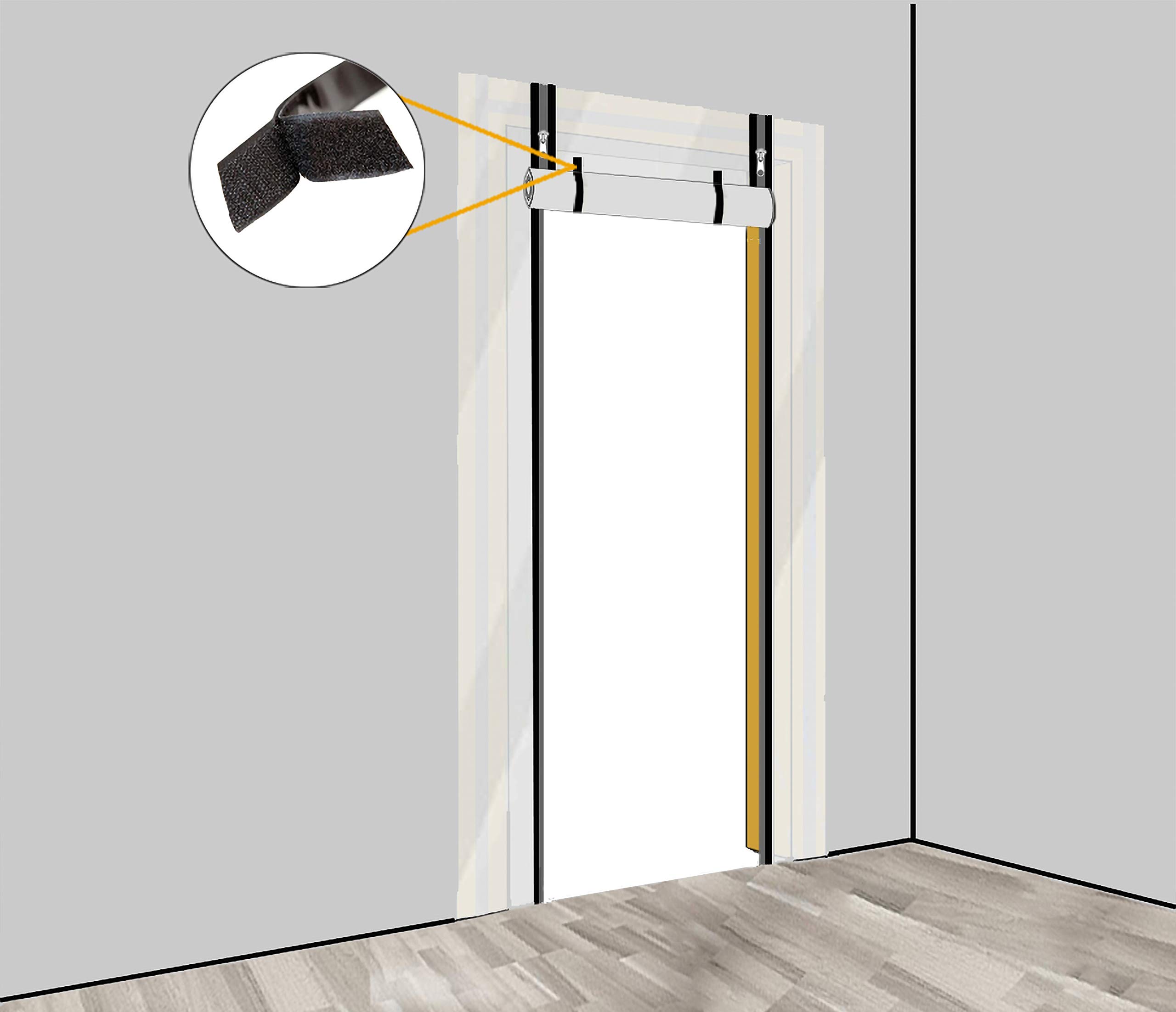 Pangolino Dust Proof Door Cover - 2 Pack Heavy Duty PE Plastic Construction Door Film 1.2m x 2.2m with Zipper Entry & Double-Sided Adhesive Tape - Velcro Seal Dust Barrier for Home Renovation, Remodeling and DIY Projects