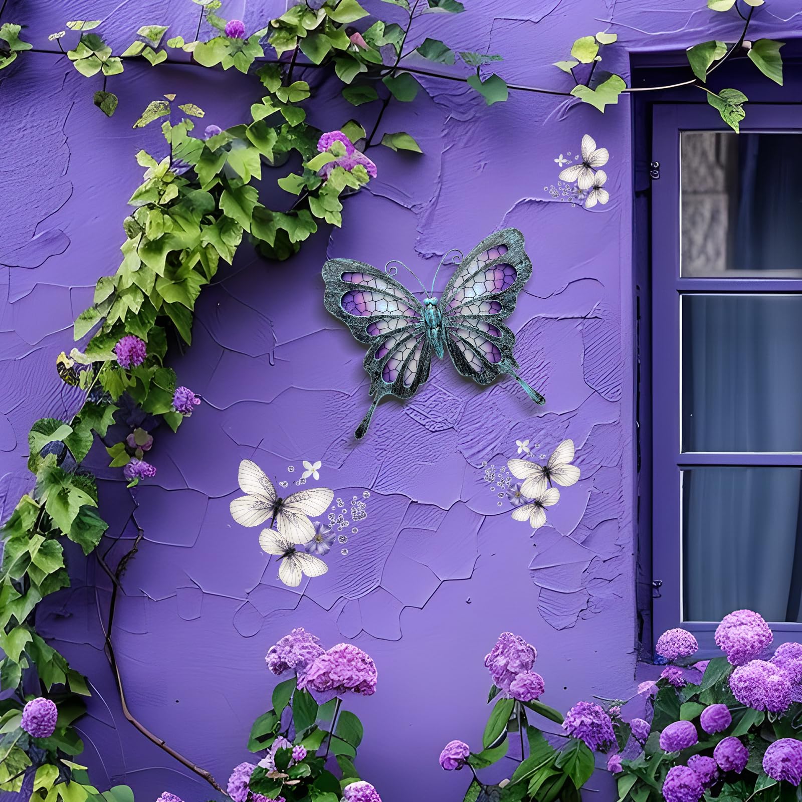 POXOHO Outdoor Metal Wall Art - Dragonfly & Butterfly Garden Decor for Patio, Living Room, Bedroom - Perfect for Home & Gift Use