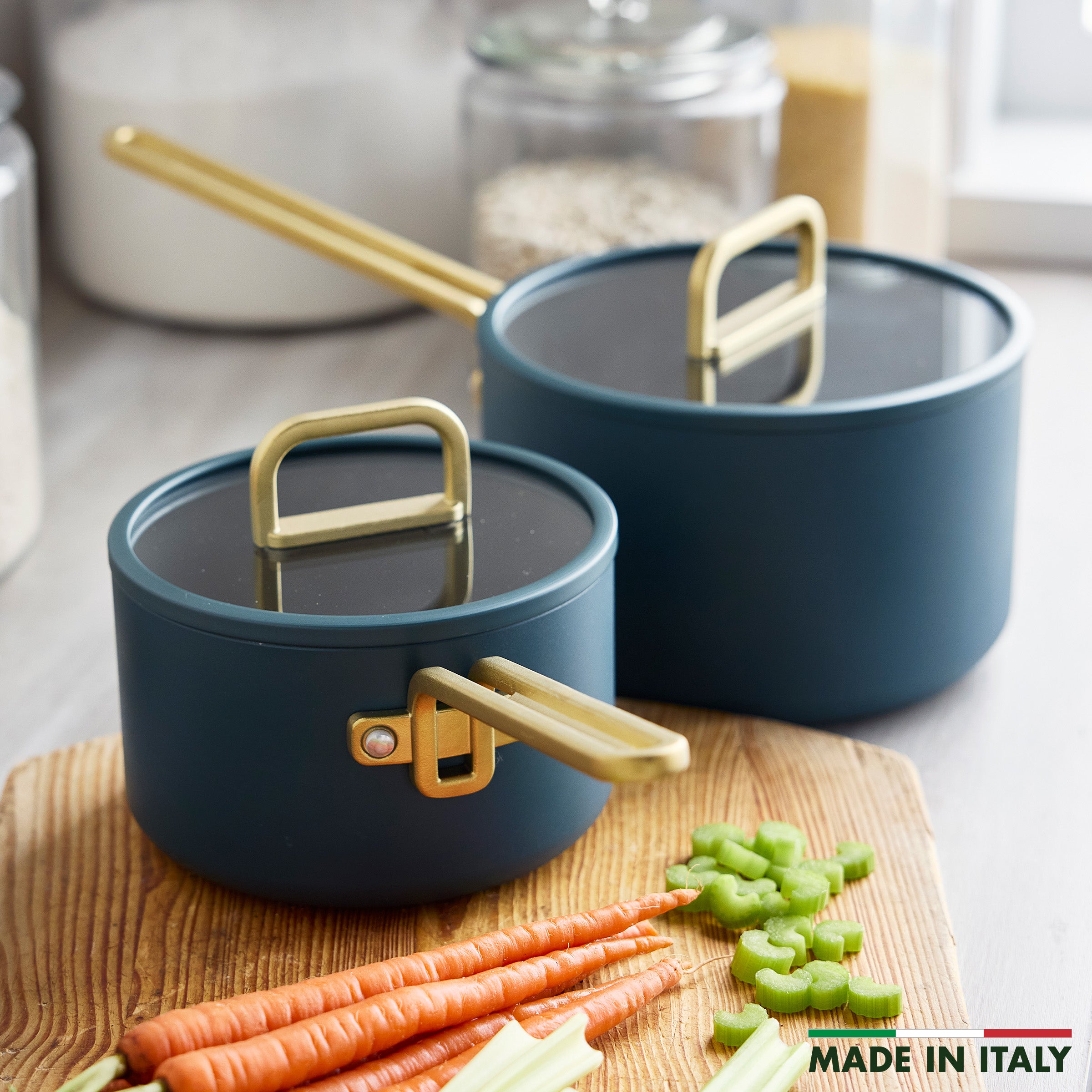 Stanley Tucci™ Ceramic Nonstick 4-Piece Saucepan Set | Venetian Teal | Premium Cookware for Home Chefs & Professional Kitchens | Perfect for Sauces, Stews & Everyday Cooking