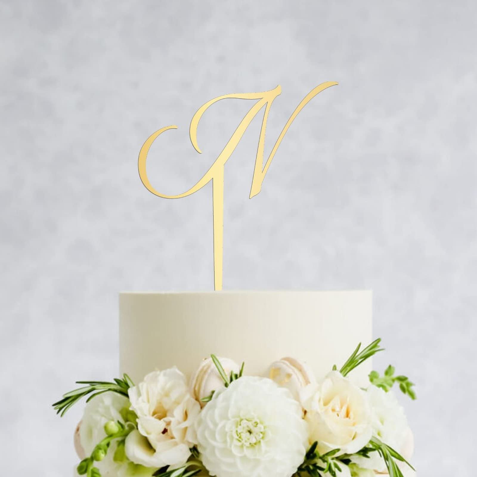 Personalized Acrylic Glitter Gold Letter N Cake Topper - Rustic Wedding, Anniversary, Engagement Party Decor - Perfect for Custom Cakes, Cupcakes & Desserts