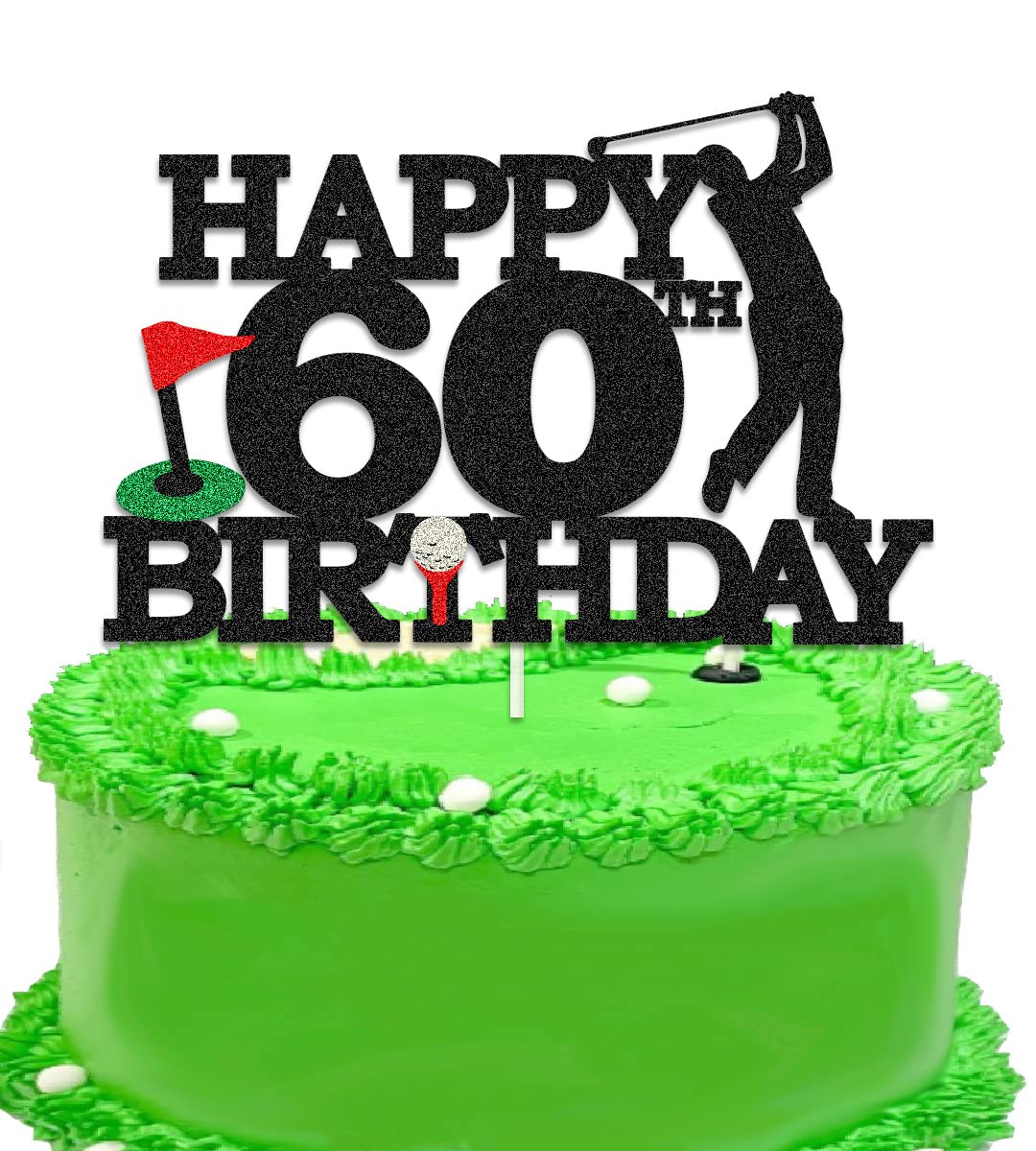 Golf Cake Toppers for 60th Birthday - Happy Birthday Golf Decorations for 60th Themed Party - Perfect for Golf Lover's Birthday Cake Decorations and Retirement Celebrations
