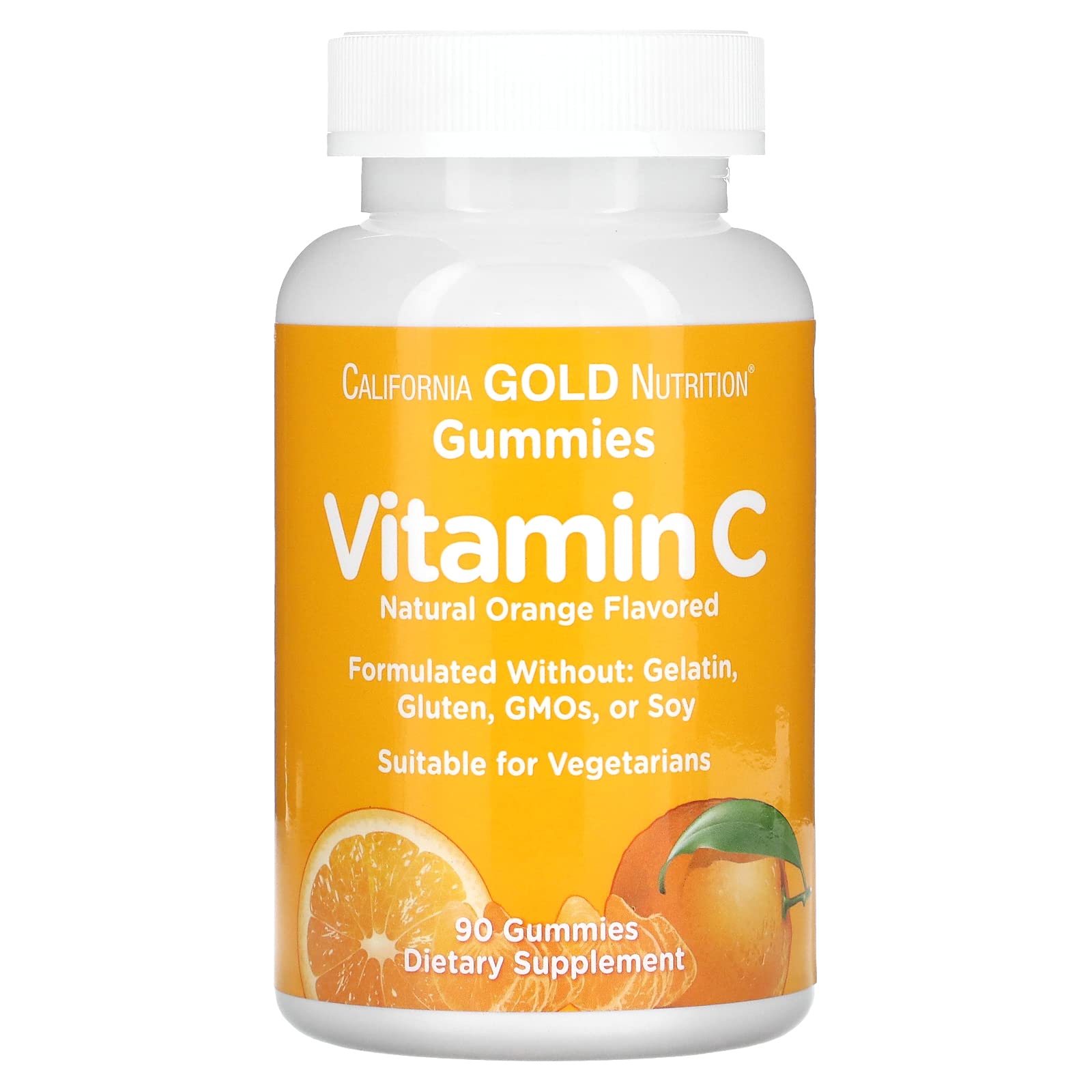 California Gold Nutrition Vitamin C Gummies - 90 Count | Immune Support & Antioxidant Boost | Delicious Orange Flavor Chewable Supplement for Kids & Adults | Perfect for Daily Wellness & Travel