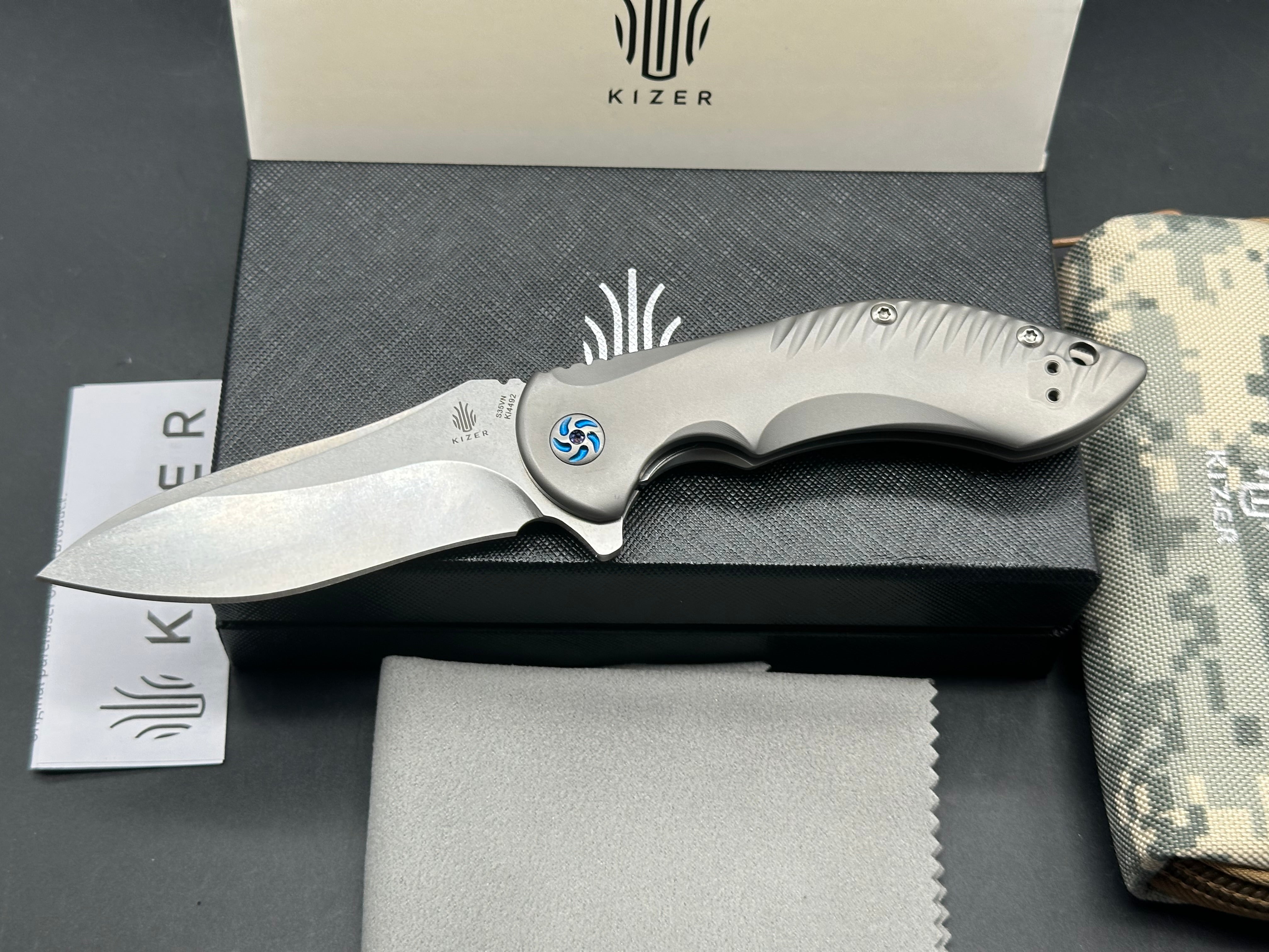 Kizer Alter Ego Folding Pocket Knife - Kim Ning Designer Edition (Ki4492) with S35VN Steel Blade & Titanium Handle - Perfect for EDC, Outdoor Adventures, Camping & Survival Gear