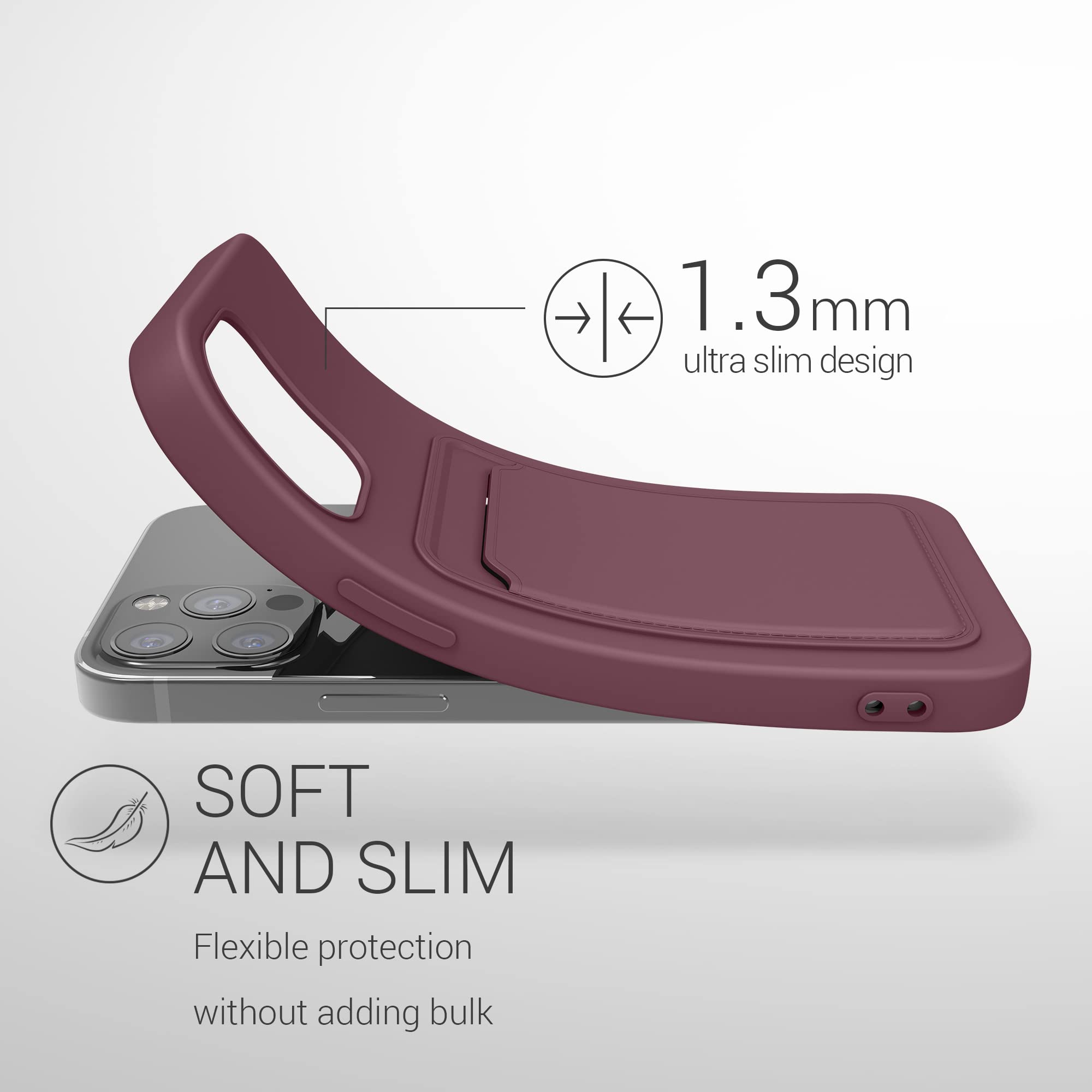 kwmobile Shockproof TPU Phone Case Compatible with Apple iPhone 12 & iPhone 12 Pro - Slim Protective Cover with Credit Card Holder (Tawny Red) - Perfect for Everyday Use, Travel & Outdoor Activities