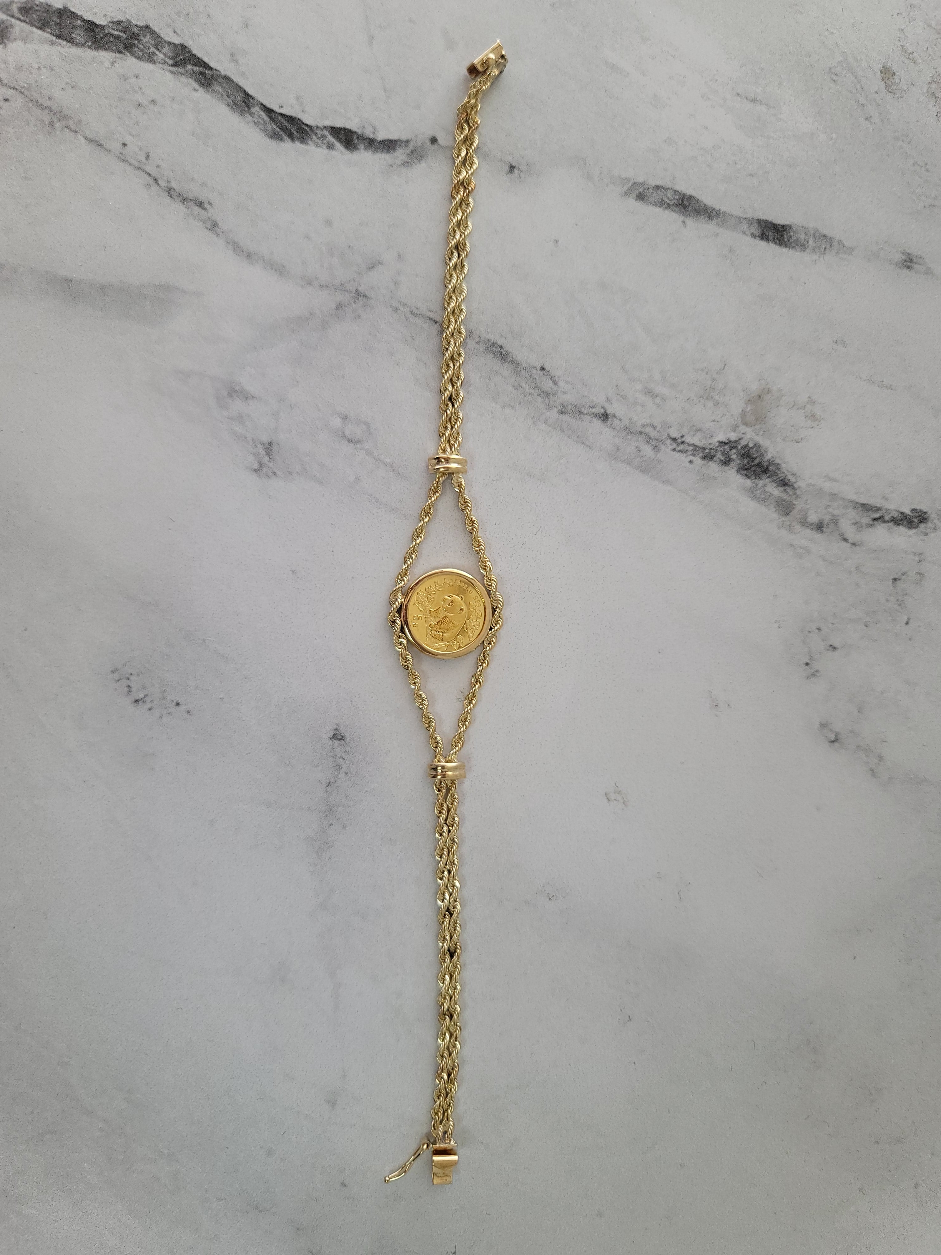 1/20 oz Gold Panda Coin Bracelet with Polished Bezel - Elegant Jewelry Gift for Women, Perfect for Birthday, Anniversary & Special Occasions