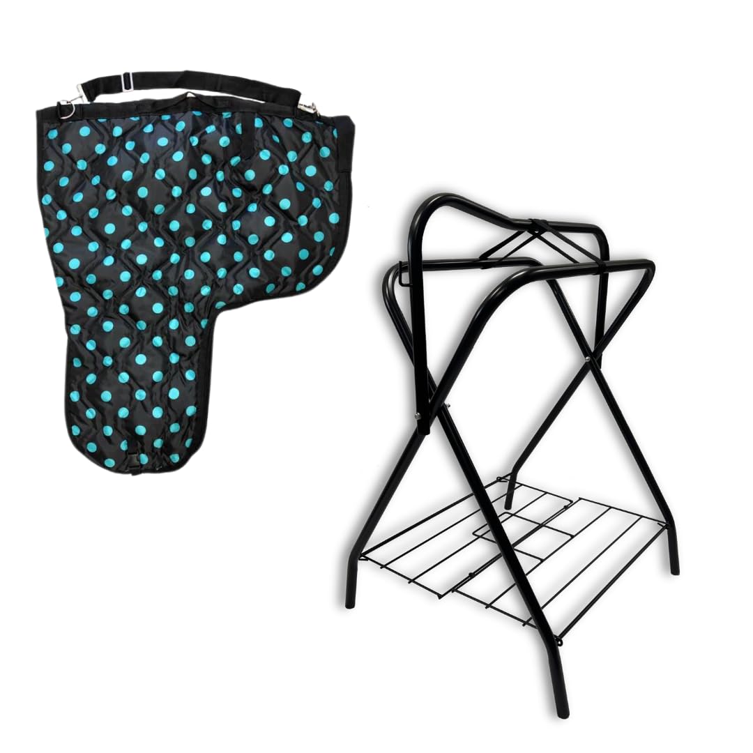 AJ Tack Freestanding Saddle Rack with Western Saddle Carrier - Heavy Duty Horse Equipment for Stable, Barn & Trailer Organization - Perfect for Equestrian Storage & Display
