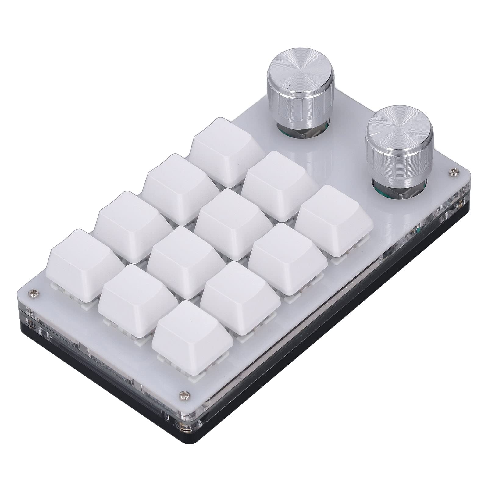 12-Key Mini Macro Mechanical Keyboard - One-Handed Programmable Gaming Keyboard with 2 Knobs, USB Wired for PC/Mac - Perfect for Gaming, Streaming & Office Shortcuts