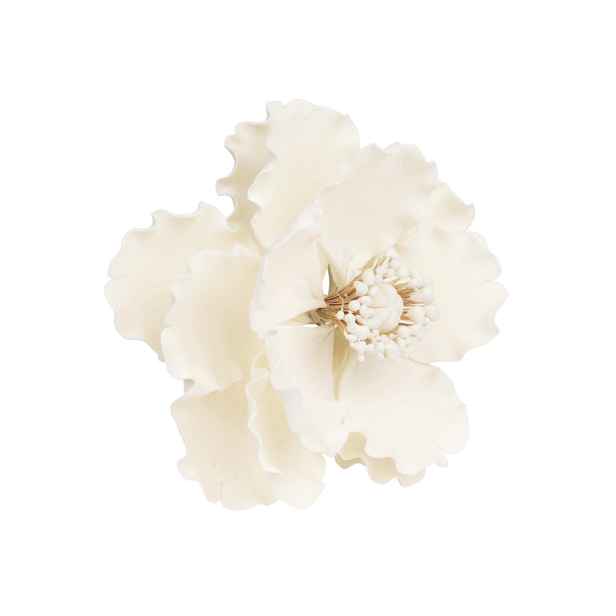 O'Creme Poppy Anemone Gumpaste Sugar Flowers for Cake Decorating - Set of 3 White 4.5 Inch Edible Sugar Paste Cake Toppers - Perfect for Wedding Cakes, Birthday Cupcakes, Baby Shower Desserts & Valentine's Day Treats