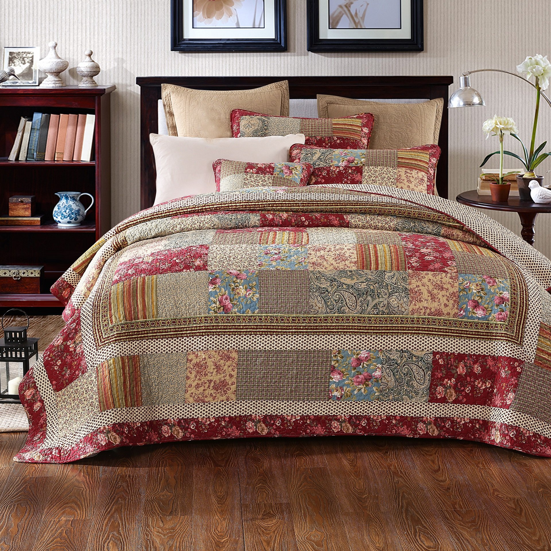 Tache Cotton Fairytale Tea Party Quilt Set - King Size Quilted Floral Patchwork Bedding for Girls Room, Nursery, or Guest Bedroom | Soft & Cozy Home Decor