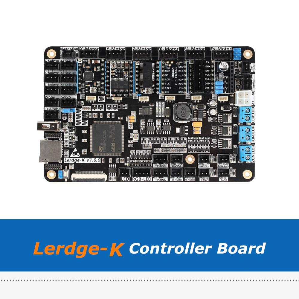 32Bit Lerdge-K 3D Printer Control Motherboard for Dual Extruder - Compatible with A4988, DRV8825, LV8729, TMC2100 & TMC2208 Drivers (6pcs A4988 Included) - Perfect for DIY 3D Printing, CNC Machines & Robotics Projects