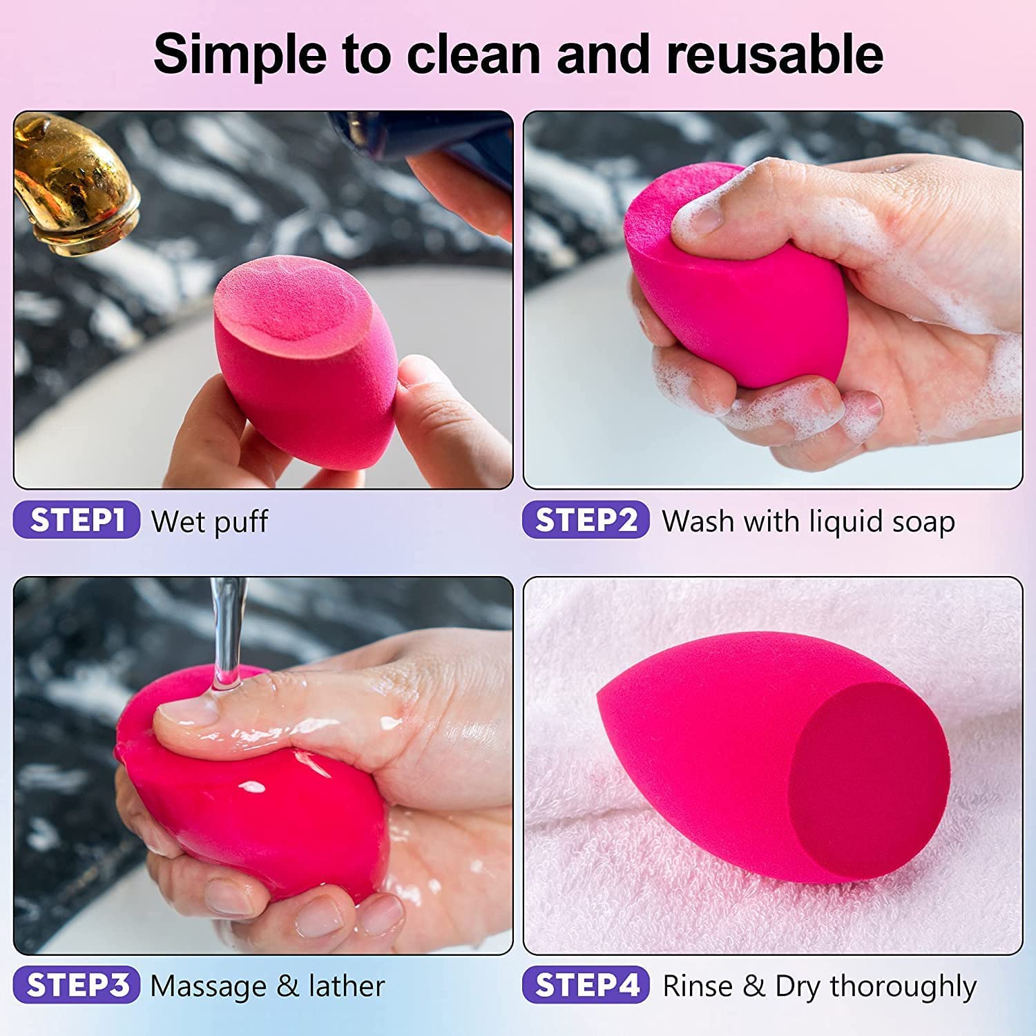 Professional Makeup Blender Sponge Set - 6 Pack Multicolor Foundation & Concealer Beauty Sponge for Flawless Blending - Perfect for Liquid, Cream & Powder Makeup Application