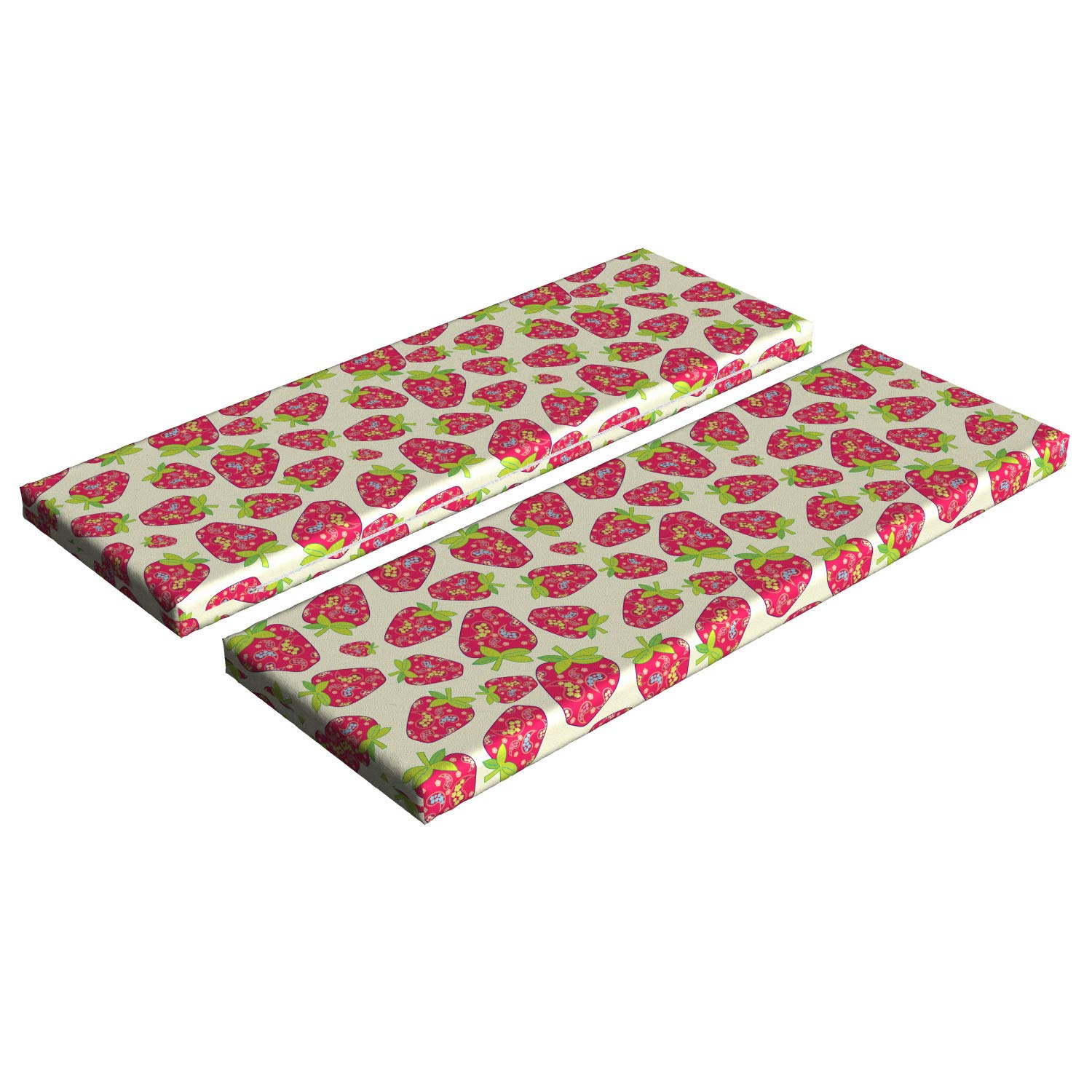 Ambesonne Strawberry Bench Cushion Set of 2 - Tropical Summer Fruit Pattern with Paisley Motifs, 45