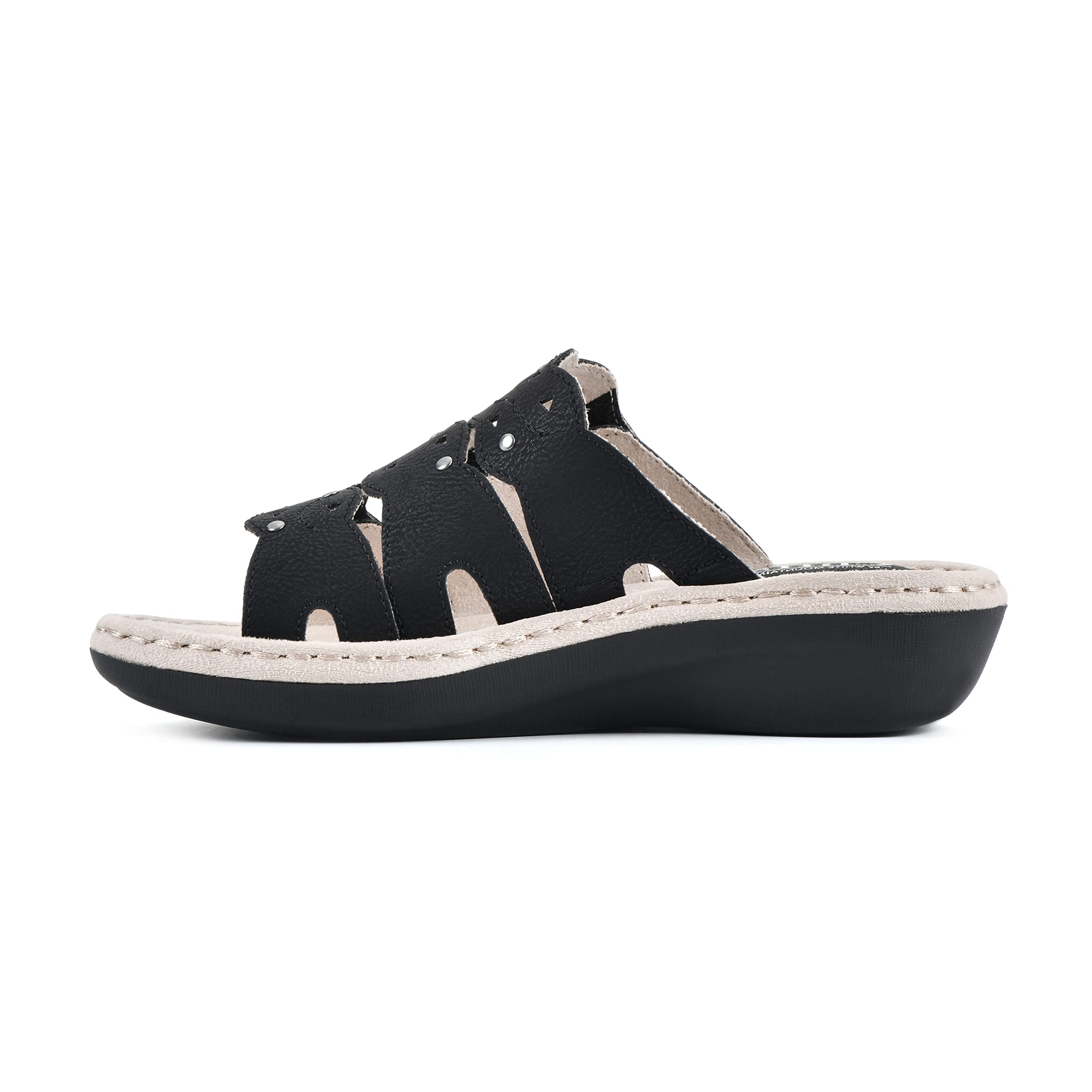 White Mountain Caring Women's Slide Sandals - Comfortable for Home & Beach