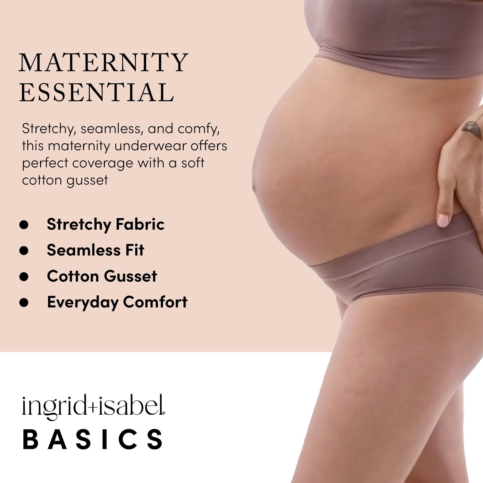 Ingrid & Isabel Seamless Maternity Underwear 3-Pack - Soft Breathable Under Belly Panties for Pregnancy Comfort | Perfect for Everyday Wear, Work & Relaxation