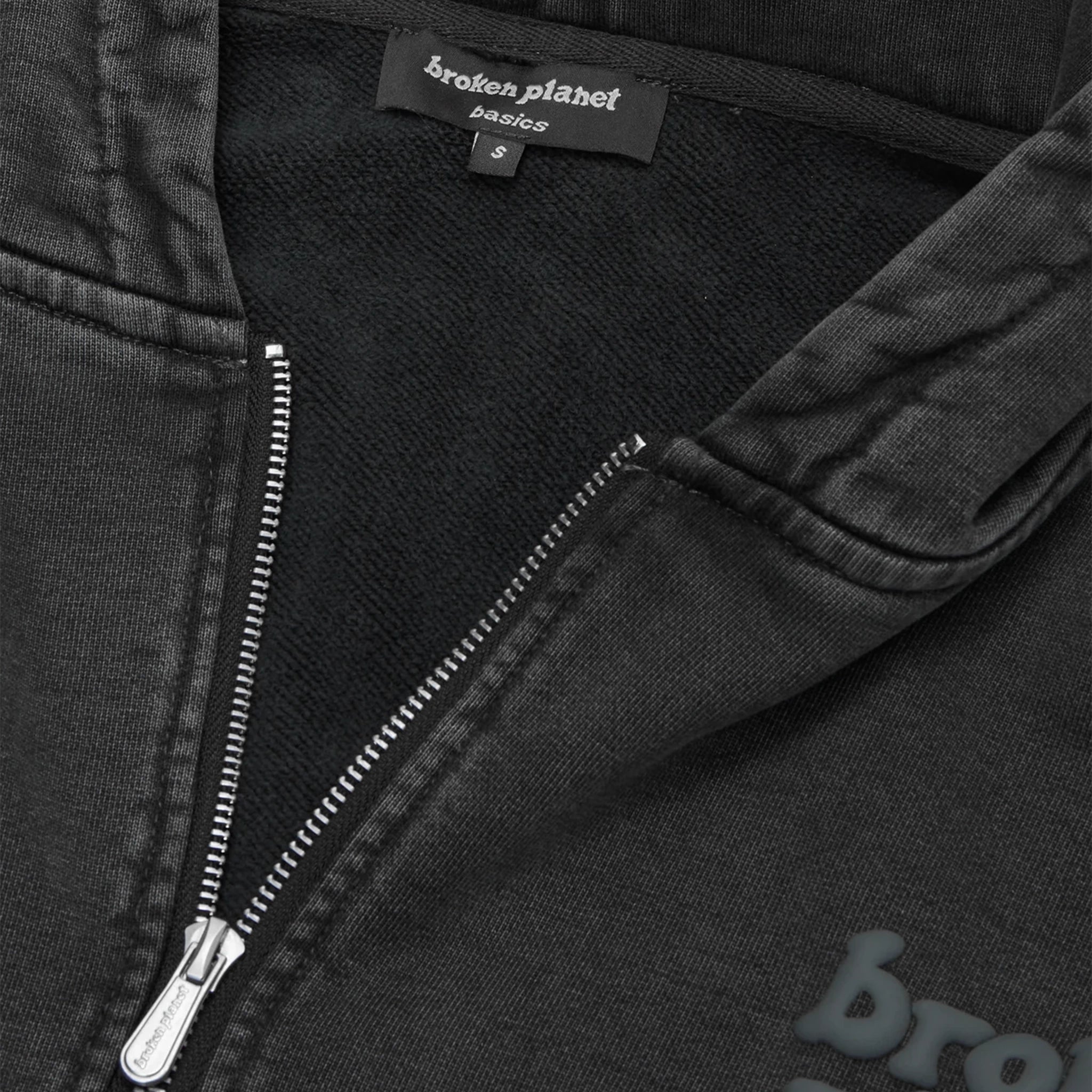 Broken Planet Basics Washed Soot Black Cropped Zip Up Hoodie for Women | Streetwear Fashion | Casual Outfit & Gym Wear