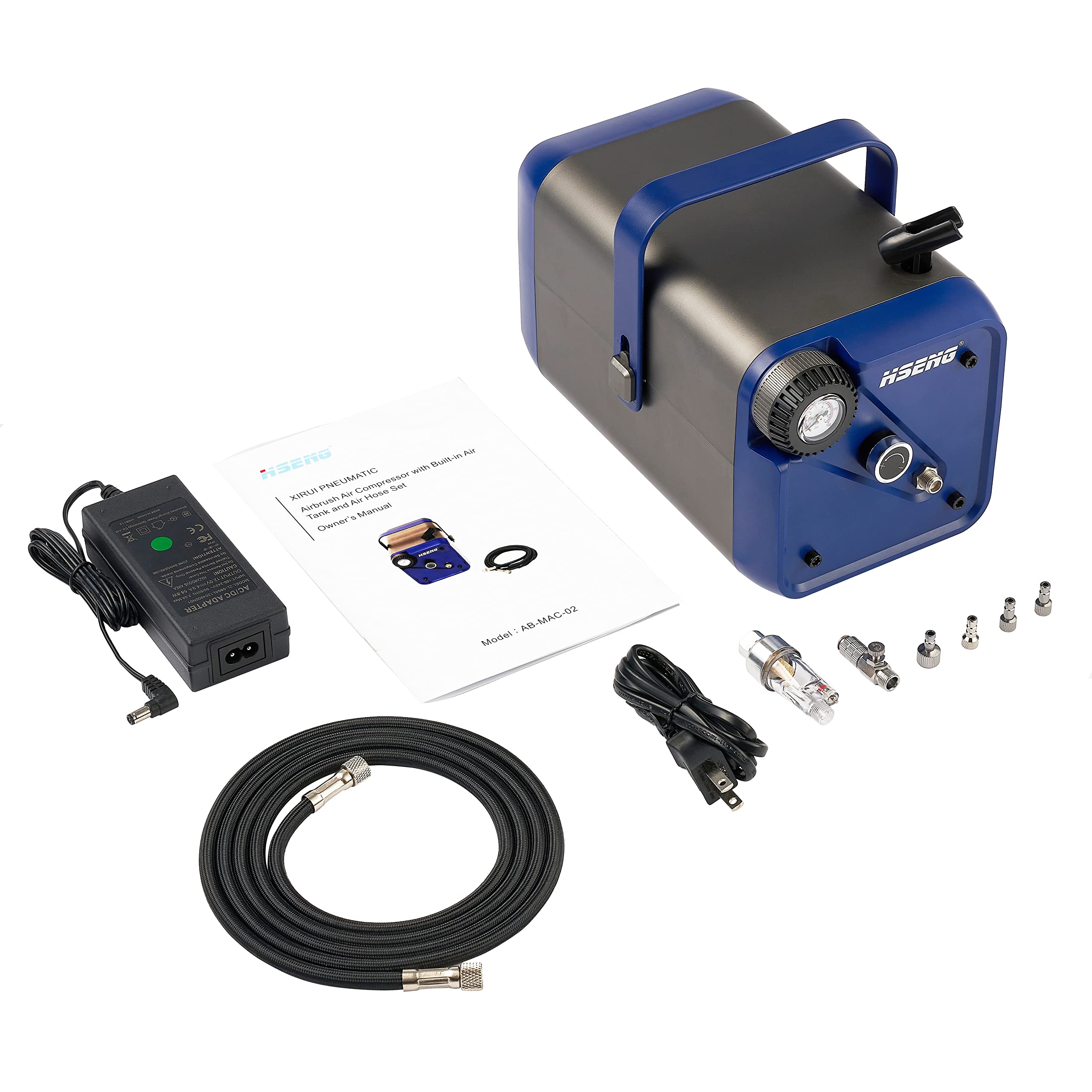 Extra Quiet Airbrush Air Compressor with Built-in Air Tank - Professional Painting Tool for Artists, Hobbyists & Makeup Artists - Perfect for Tattoo, Nail Art, Cake Decorating & Model Painting