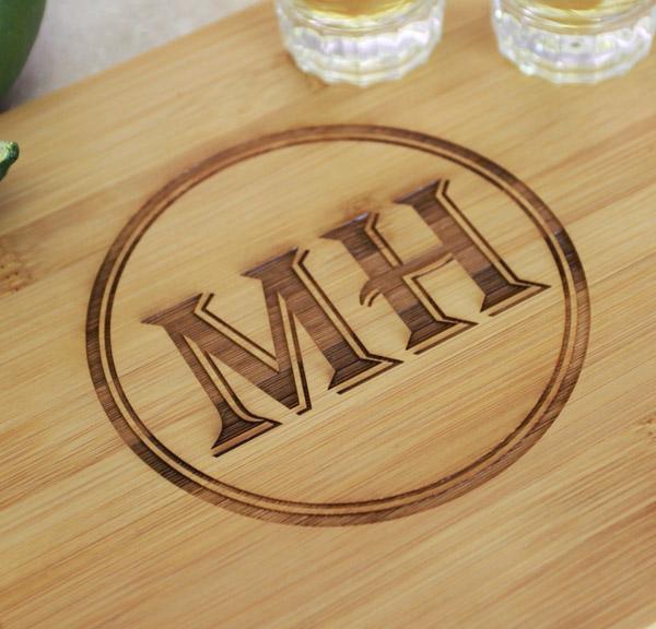 Customizable Bamboo Cutting Board with Engraved Shot Glass Set - Personalized Wedding Gift, Housewarming Present & Kitchen Essentials for Home Bar Entertaining