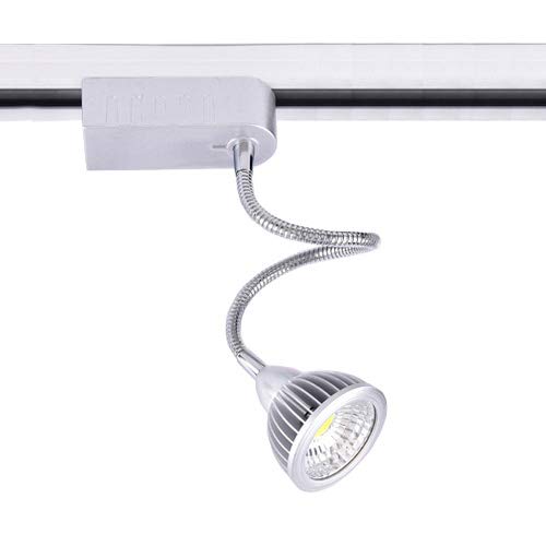 3W LED Ceiling Directional Spotlight - Adjustable Track Rail Bar Light for Home & Gallery Lighting (Silver, Pure White) | Perfect for Accent Lighting, Art Display, and Retail Showcase