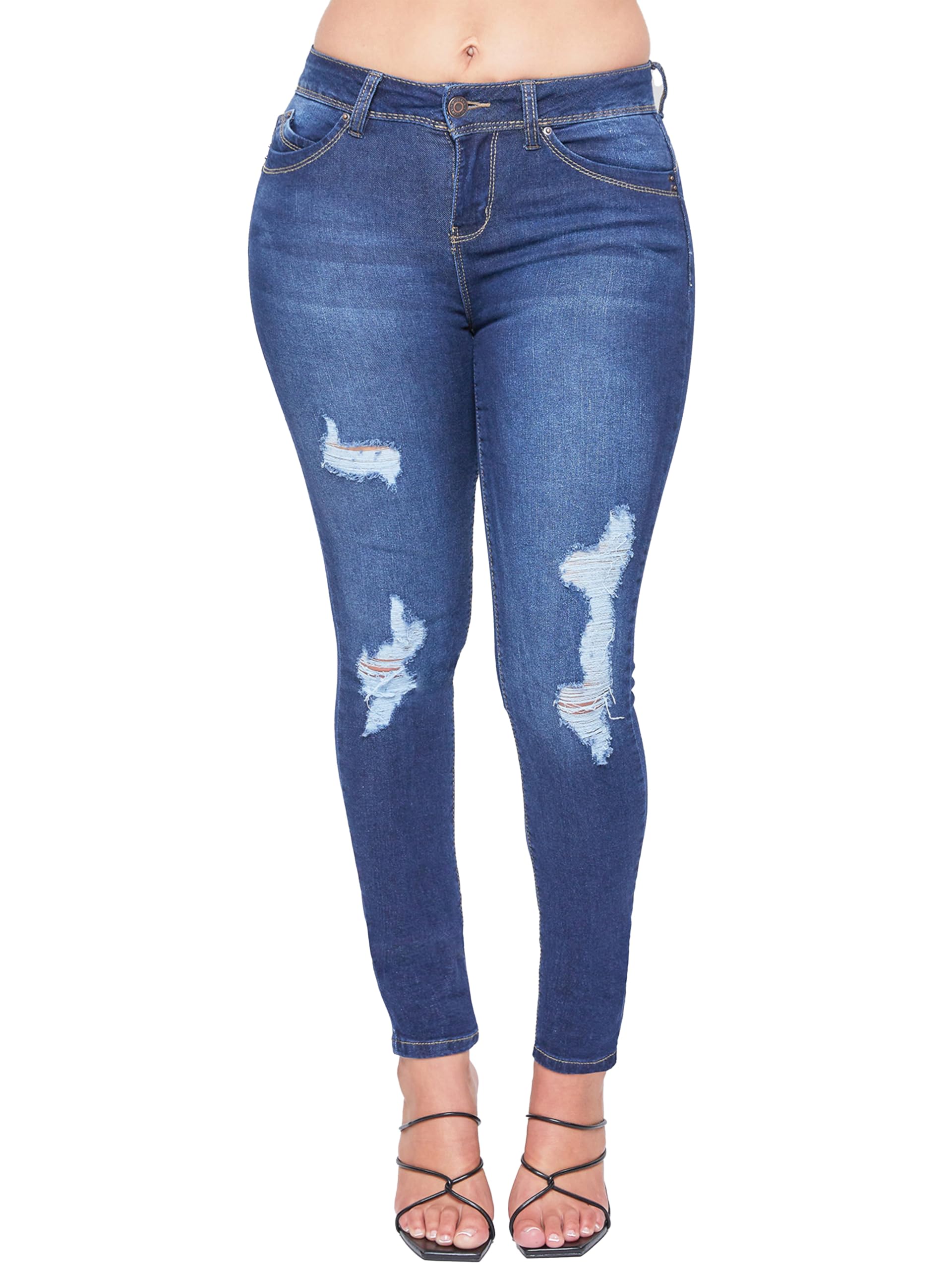 YMI Women's Wannabettabutt Mid-Rise Skinny Jeans - Eco-Friendly Stretch Denim Pants with Recycled Fibers | Perfect for Casual Wear, Date Nights & Everyday Comfort