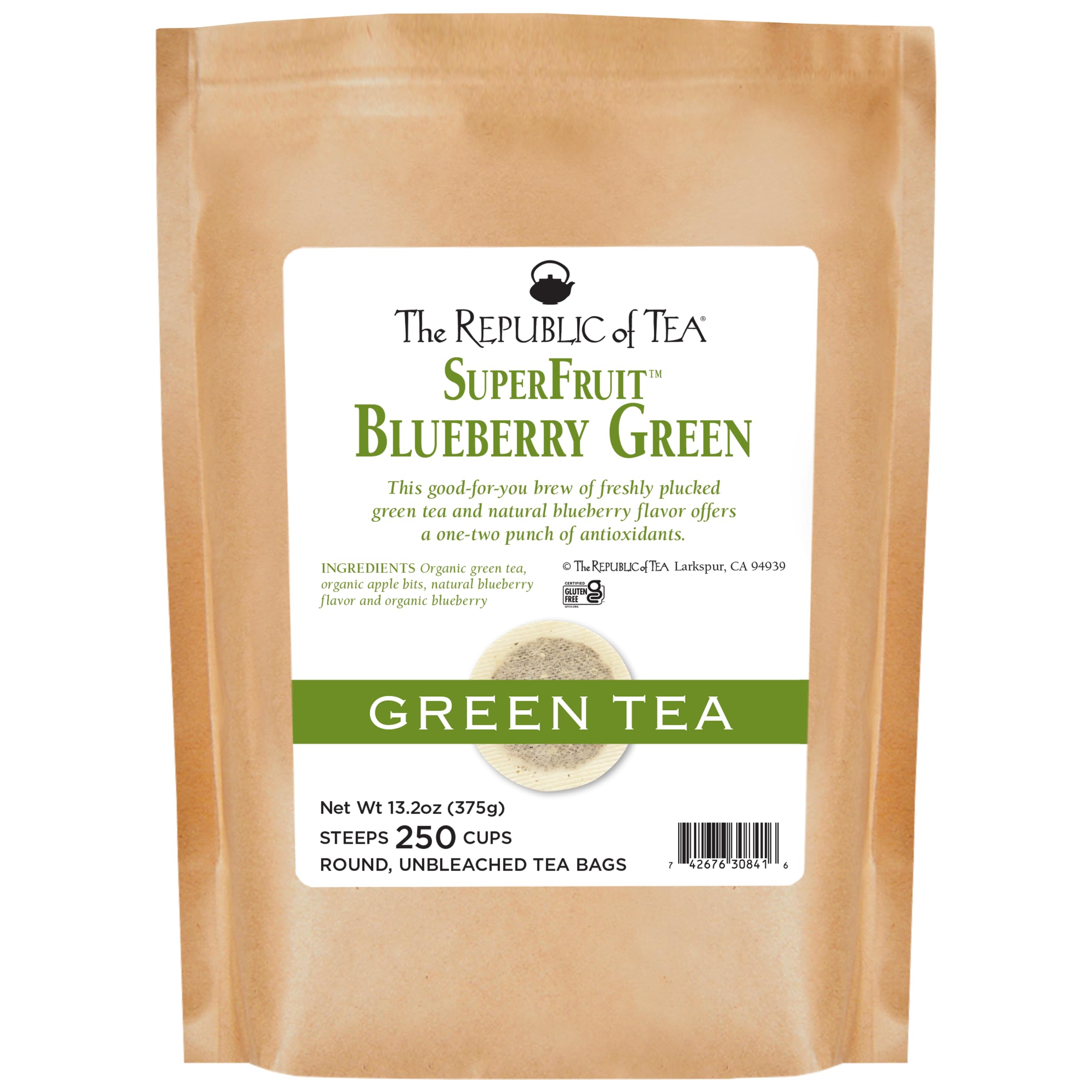 The Republic Of Tea Blueberry Green Superfruit Tea - 250 Tea Bags Bulk Pack | Antioxidant-Rich Superfood Blend for Energy & Wellness | Perfect for Morning Boost, Afternoon Refreshment & Relaxation
